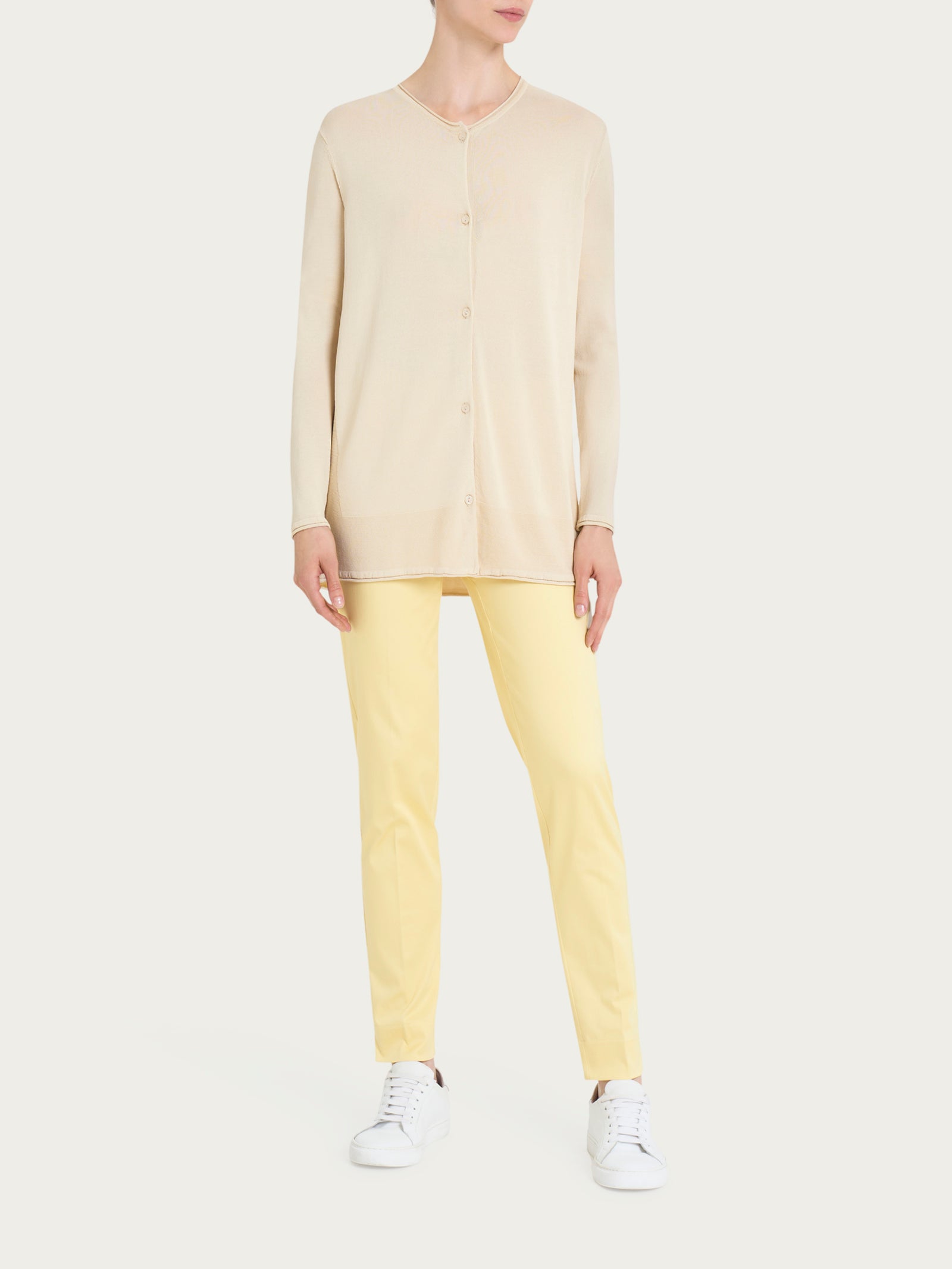 Ragno Crêpe Cardigan Aperto Bottoni Wood Ash Viscosa