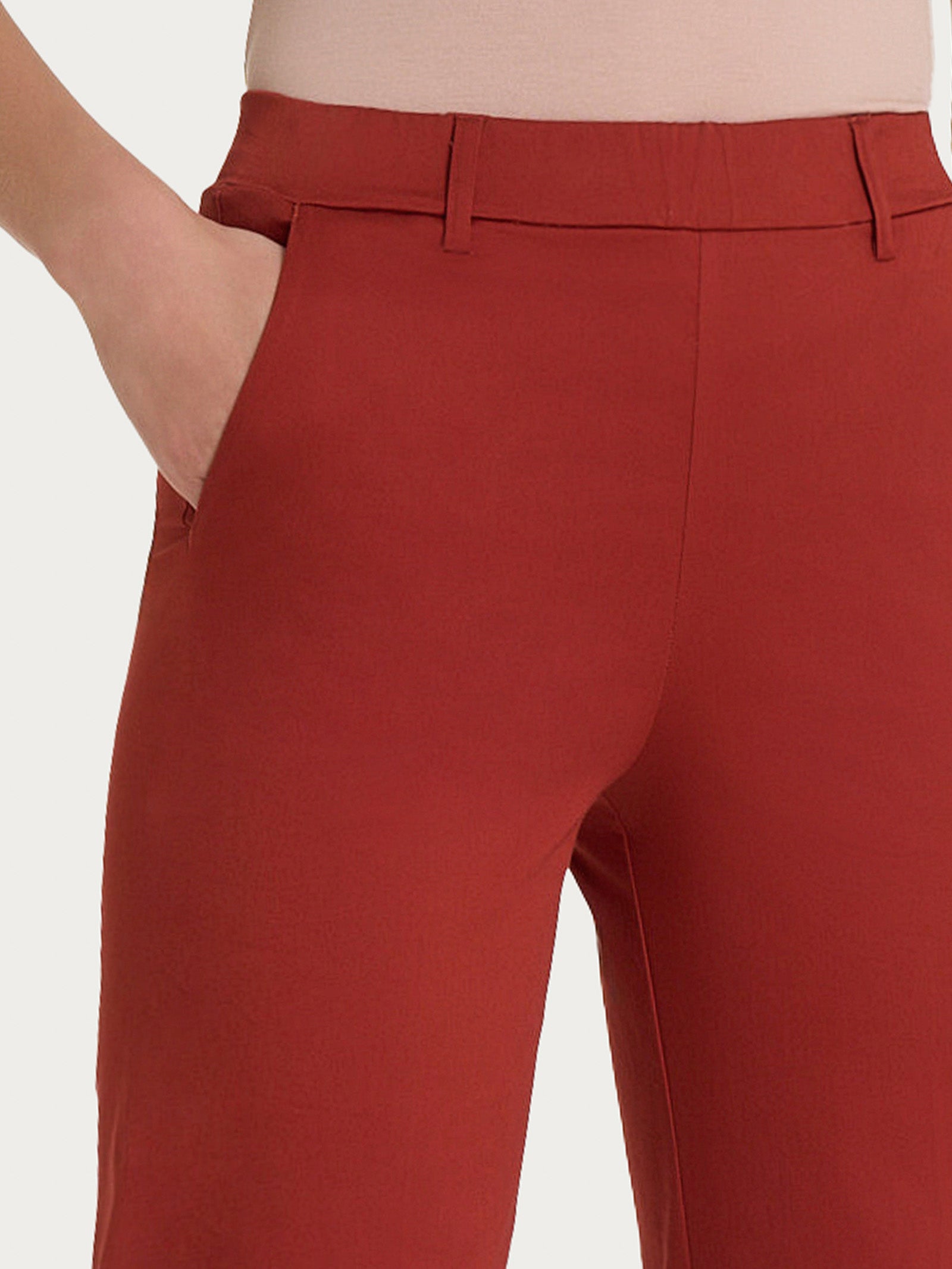 Ragno Satin Power Straight Leg pantalone cotone Red Ochre