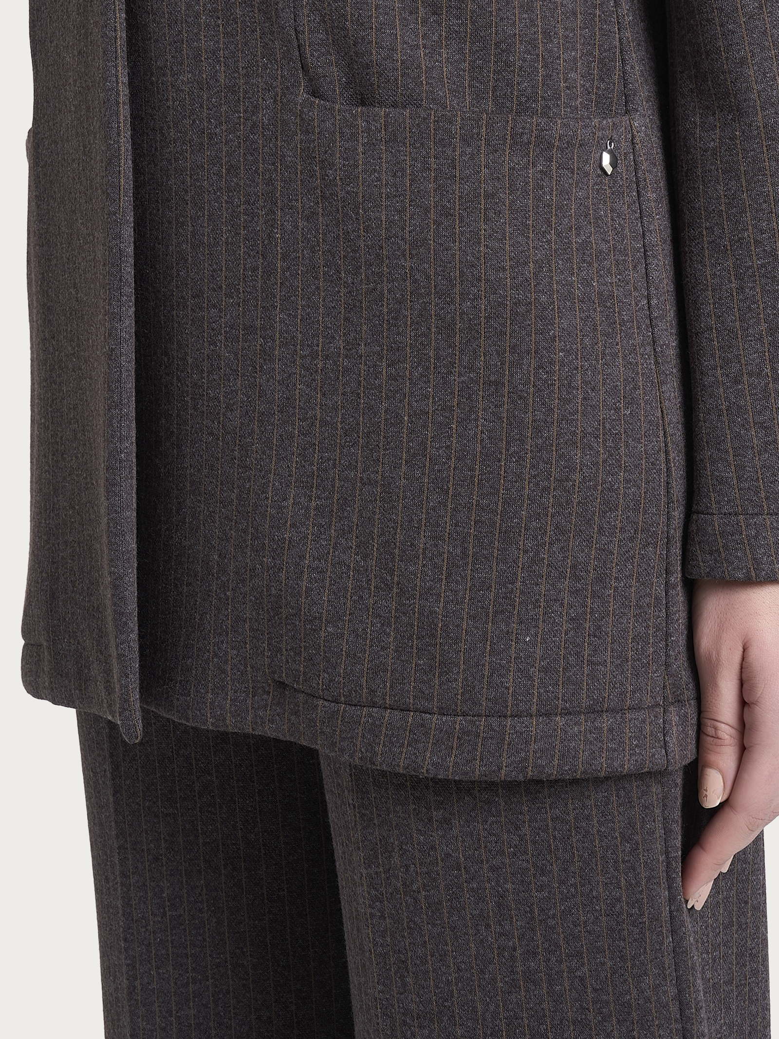 Ragno Blazer over donna gessato marrone jacquard
