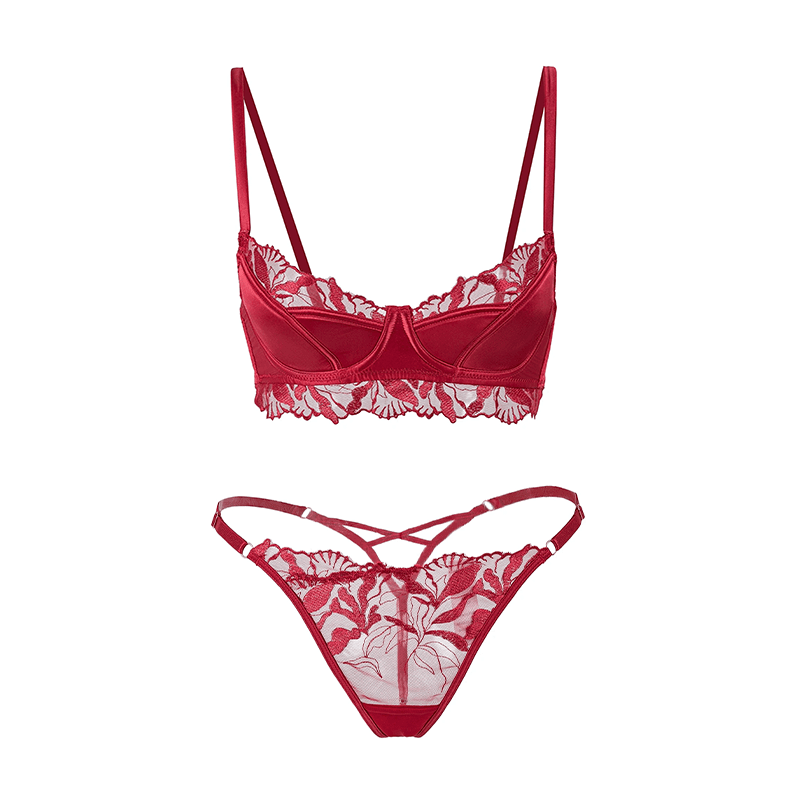 Maria Grazia Severi set lingerie satin rosso rubino