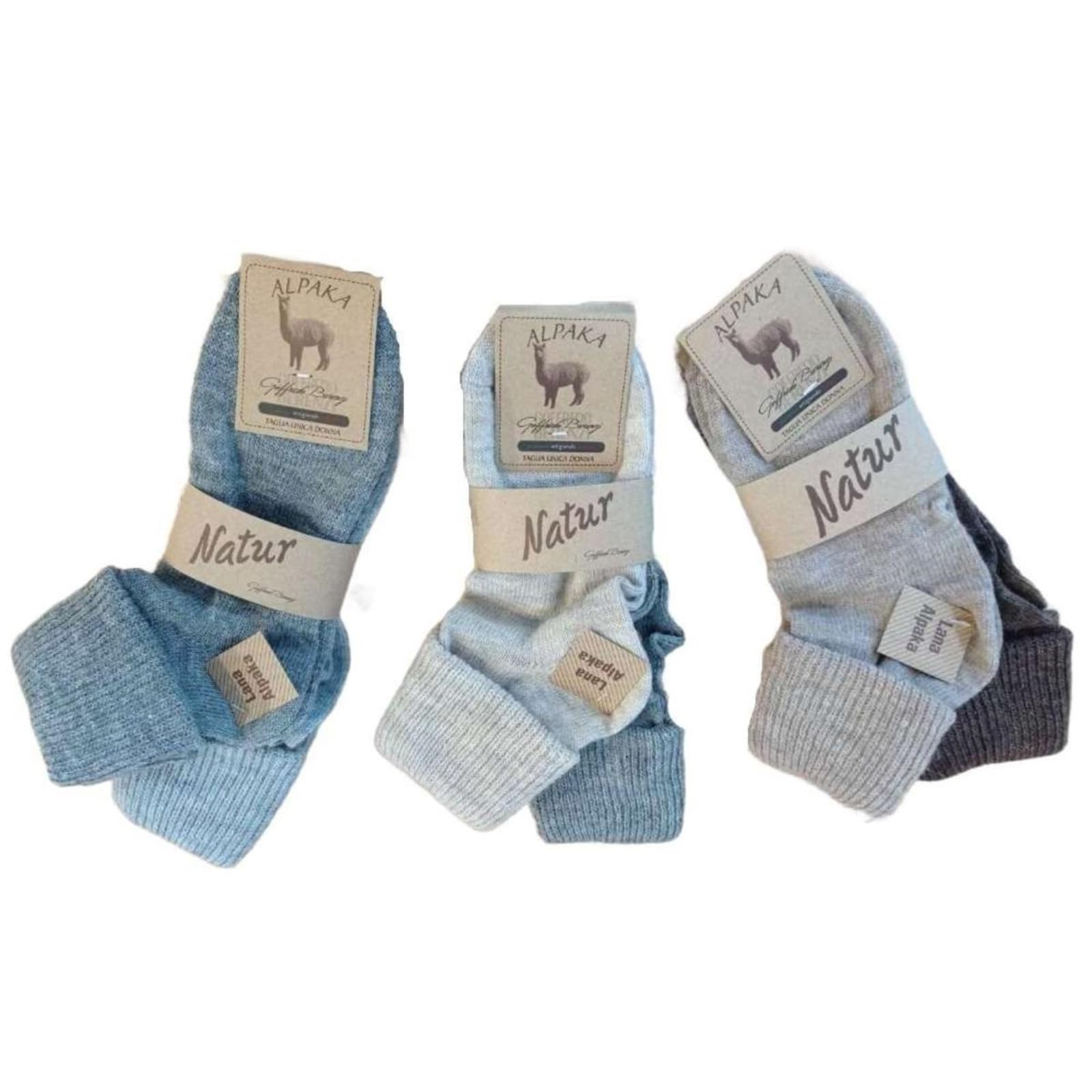 Lady C calzini corti lana alpaca donna chiari con risvolto