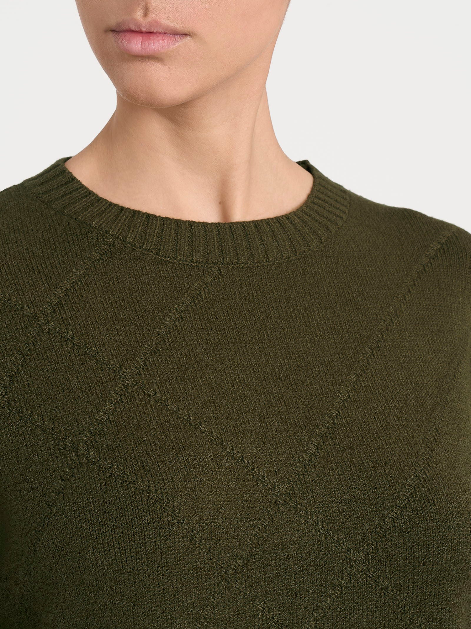 Ragno Super Soft maglia girocollo check Dark Olive
