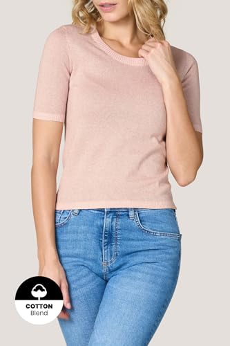 Goldenpoint Maglia Girocollo Manica Corta Lamè Misto Cotone Aderente donna