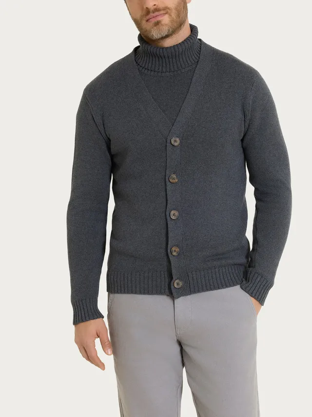 Ragno Winter Cotton Cardigan uomo Ardesia Mel. puro cotone