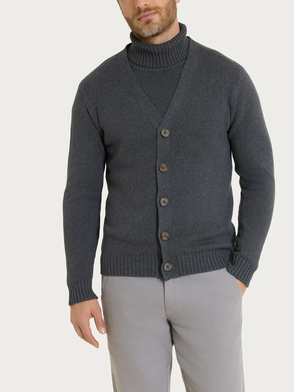 Ragno Winter Cotton Cardigan uomo Ardesia Mel. puro cotone