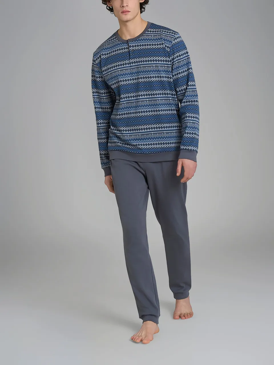 Ragno Pigiama Serafino Interlock Cotone Ensign Blue Uomo