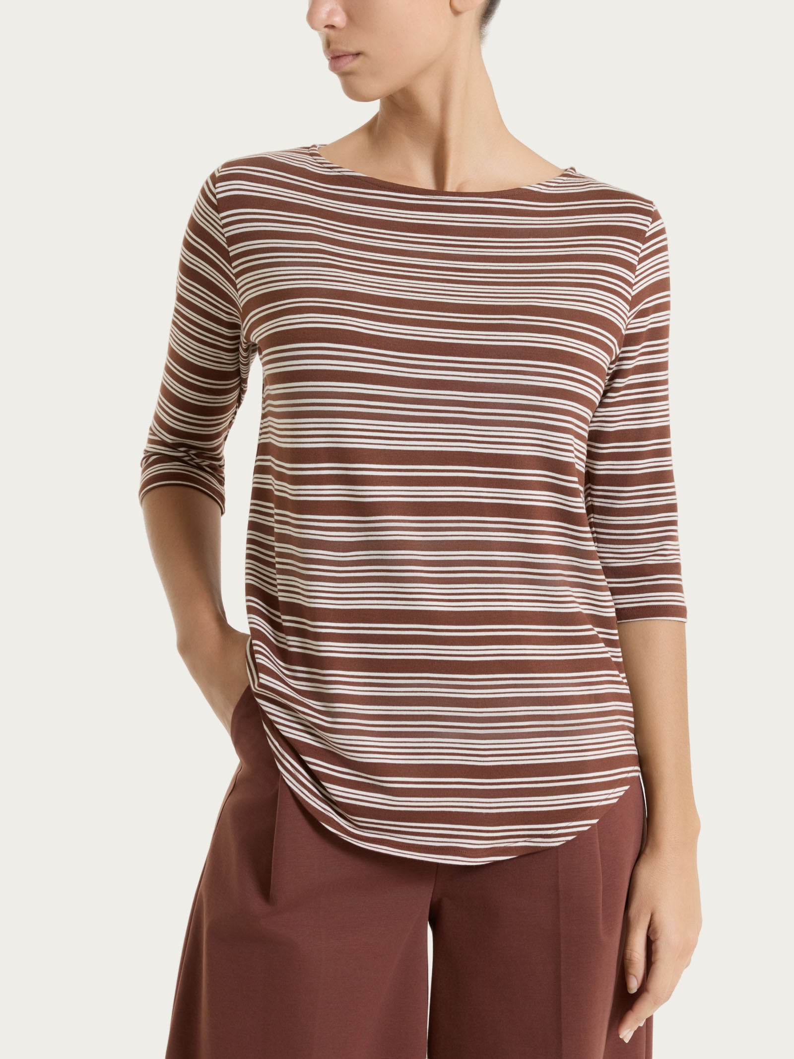 Ragno Viscosa Summer maglietta righe barchetta cappuccino viscosa
