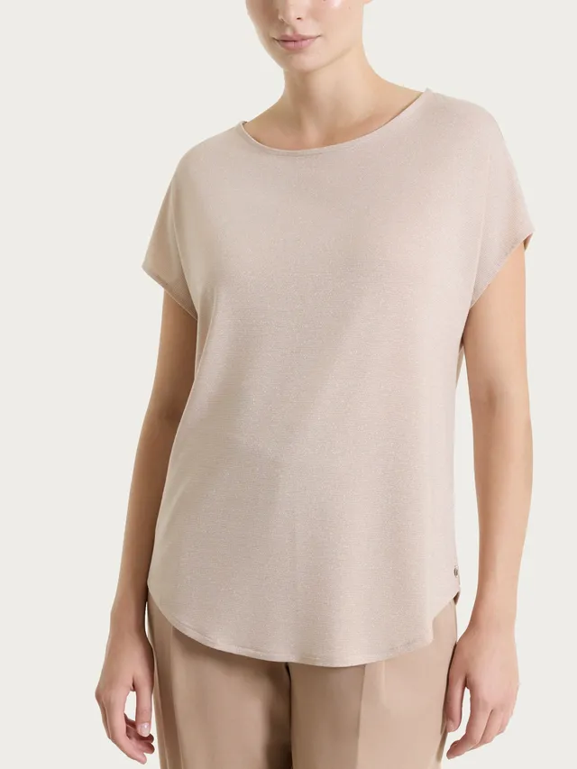 Ragno Summer Light Maglietta Kimono Almond Peach Righe Lurex