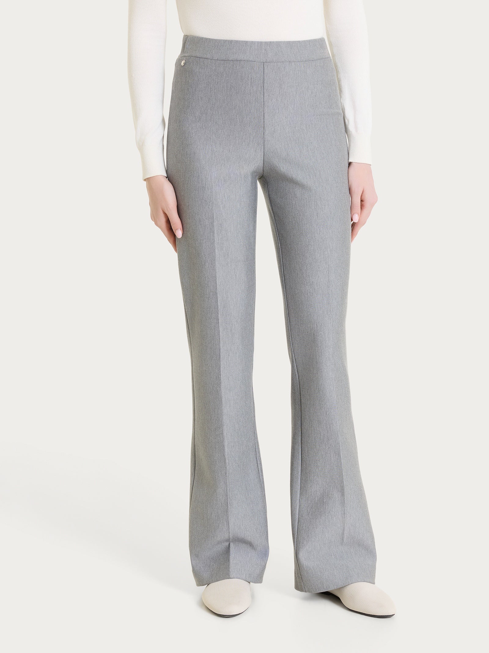 Ragno Compact pantalone flare grigio scampanato elasticizzato