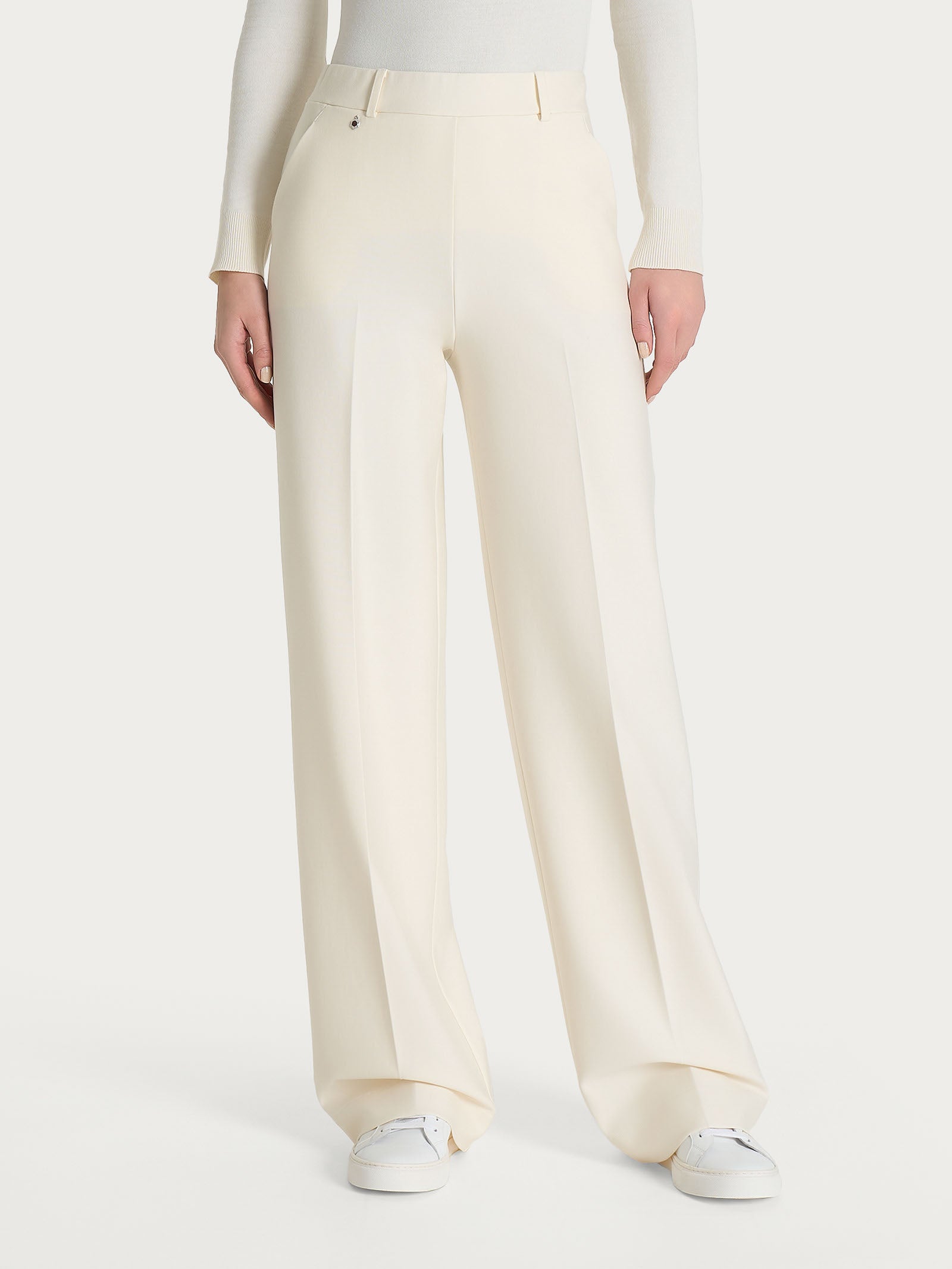 Ragno Compact Pantalone palazzo wide leg Avorio