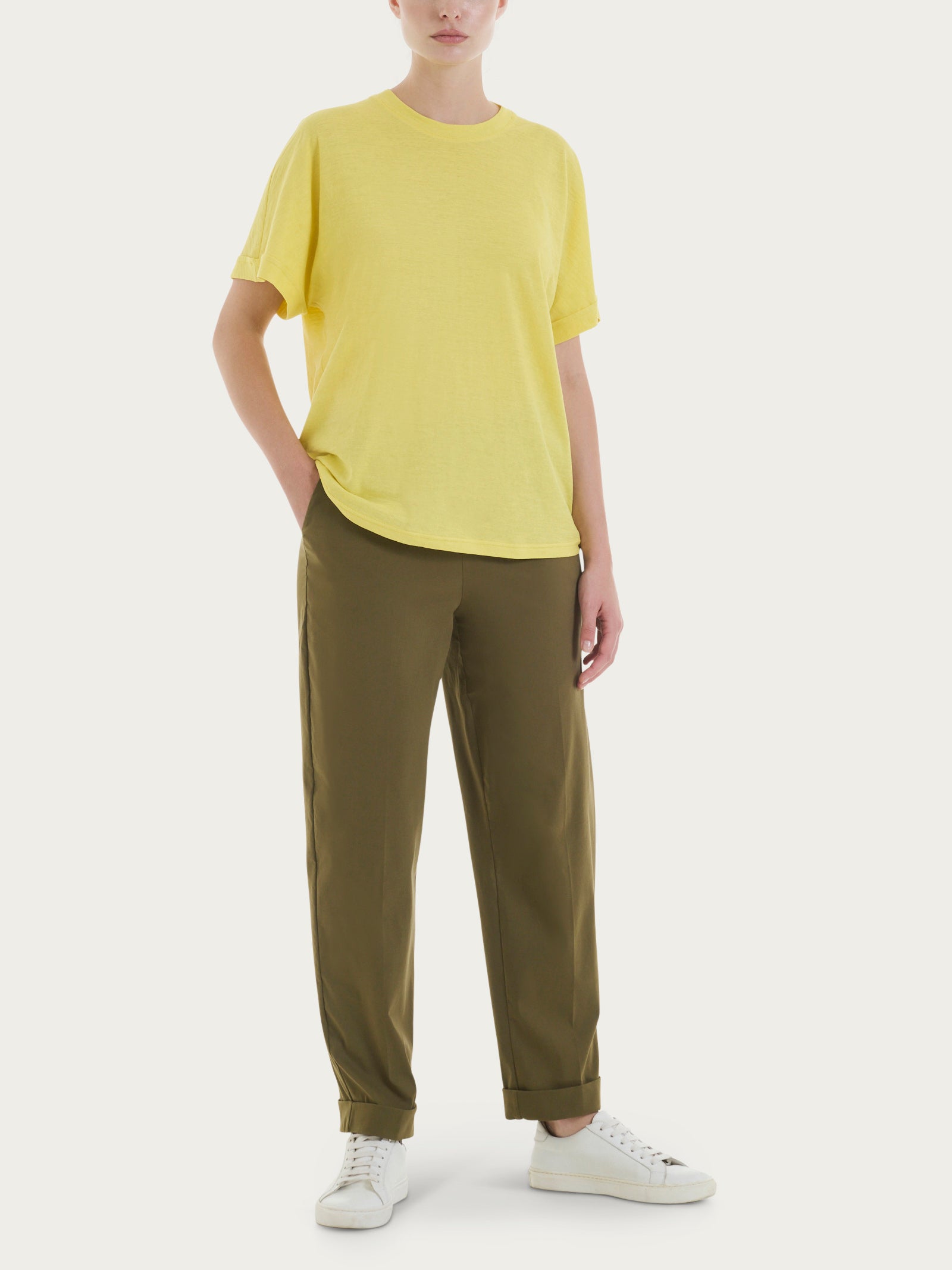 Ragno Slub Jersey Maglietta Donna Acacia Cotone Traspirante