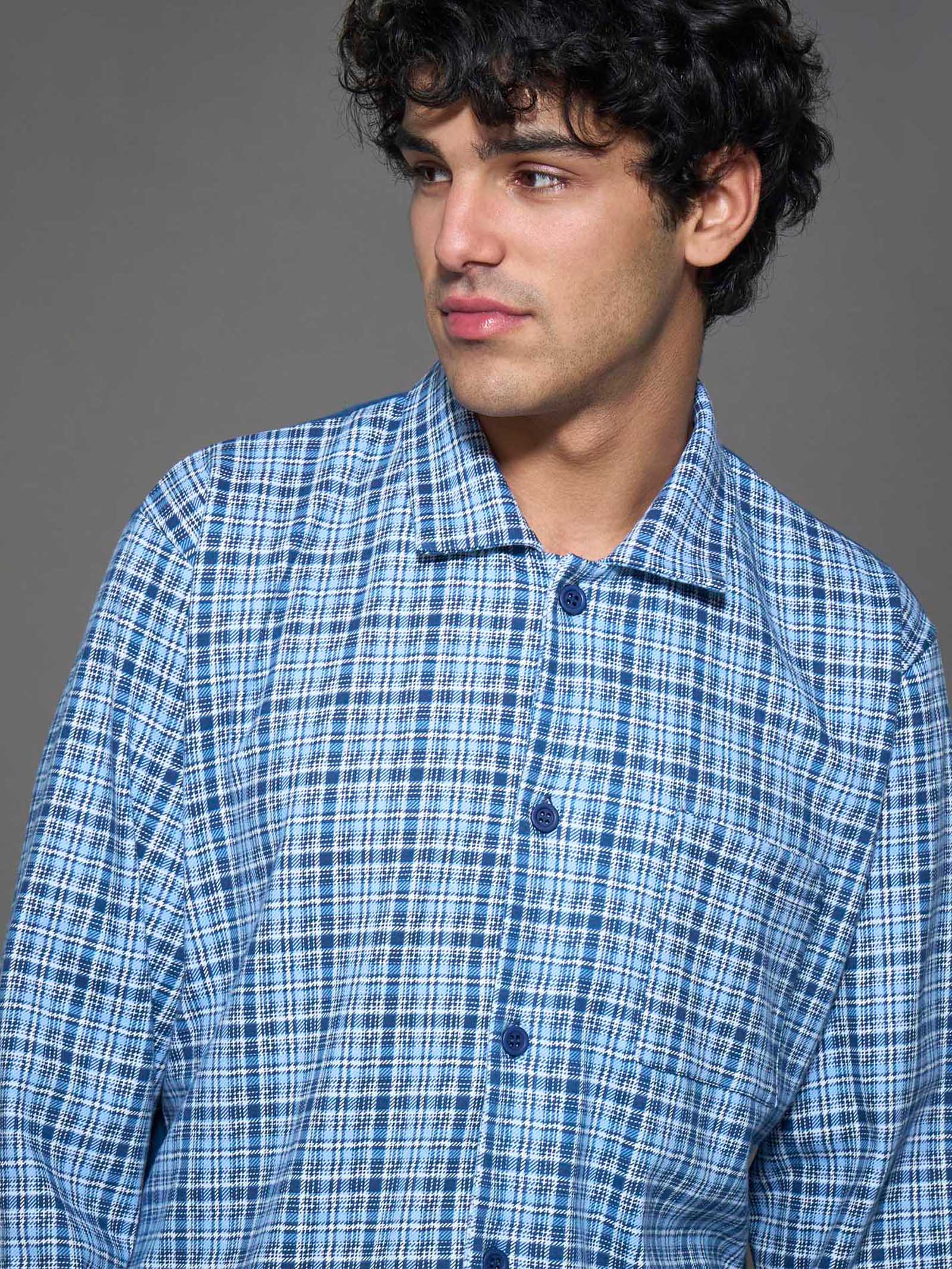Ragno Interlock pigiama uomo aperto Lavender Lustre cotone