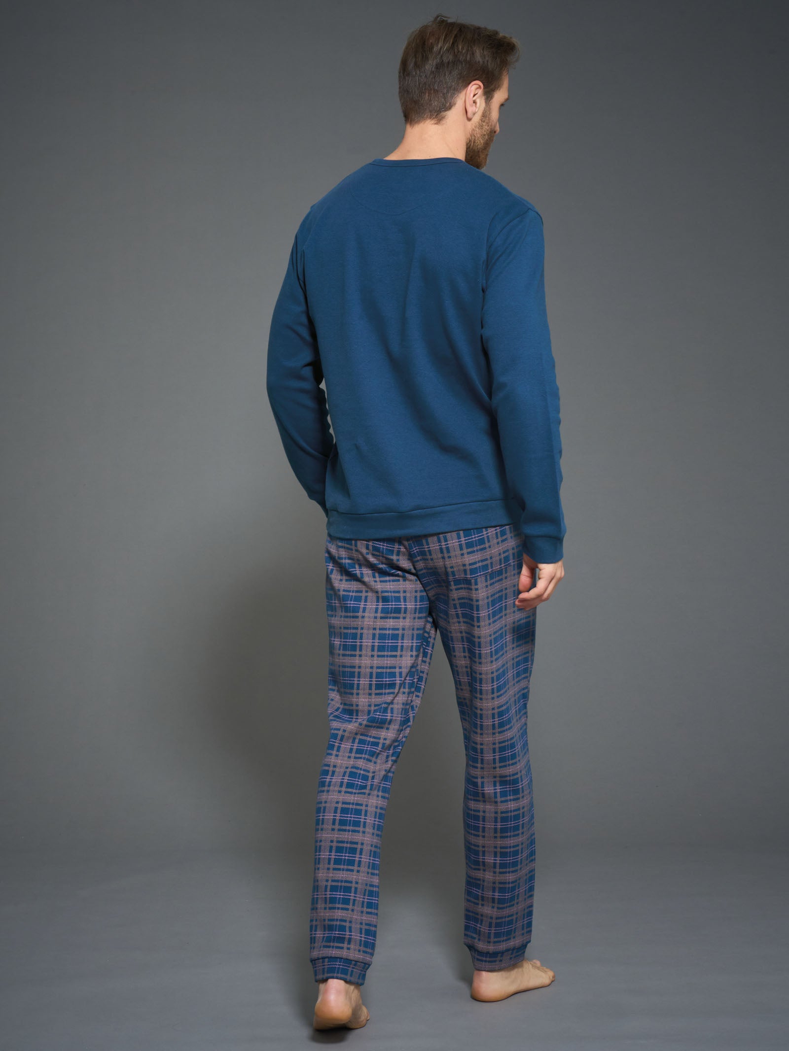 Ragno Interlock pigiama serafino Insignia Blue caldo