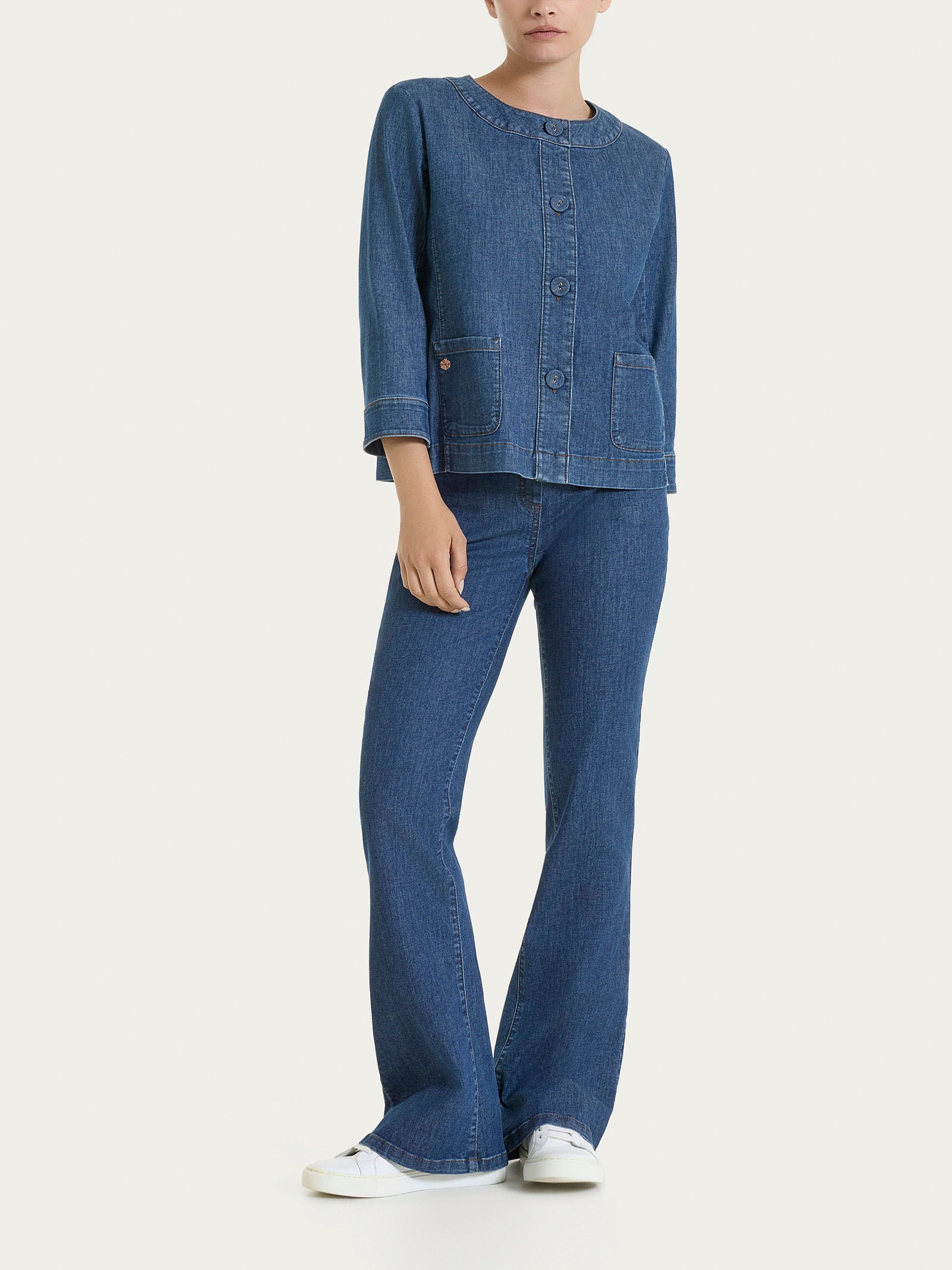 Ragno Light Denim Giacca Bottoni Jeans Cotone
