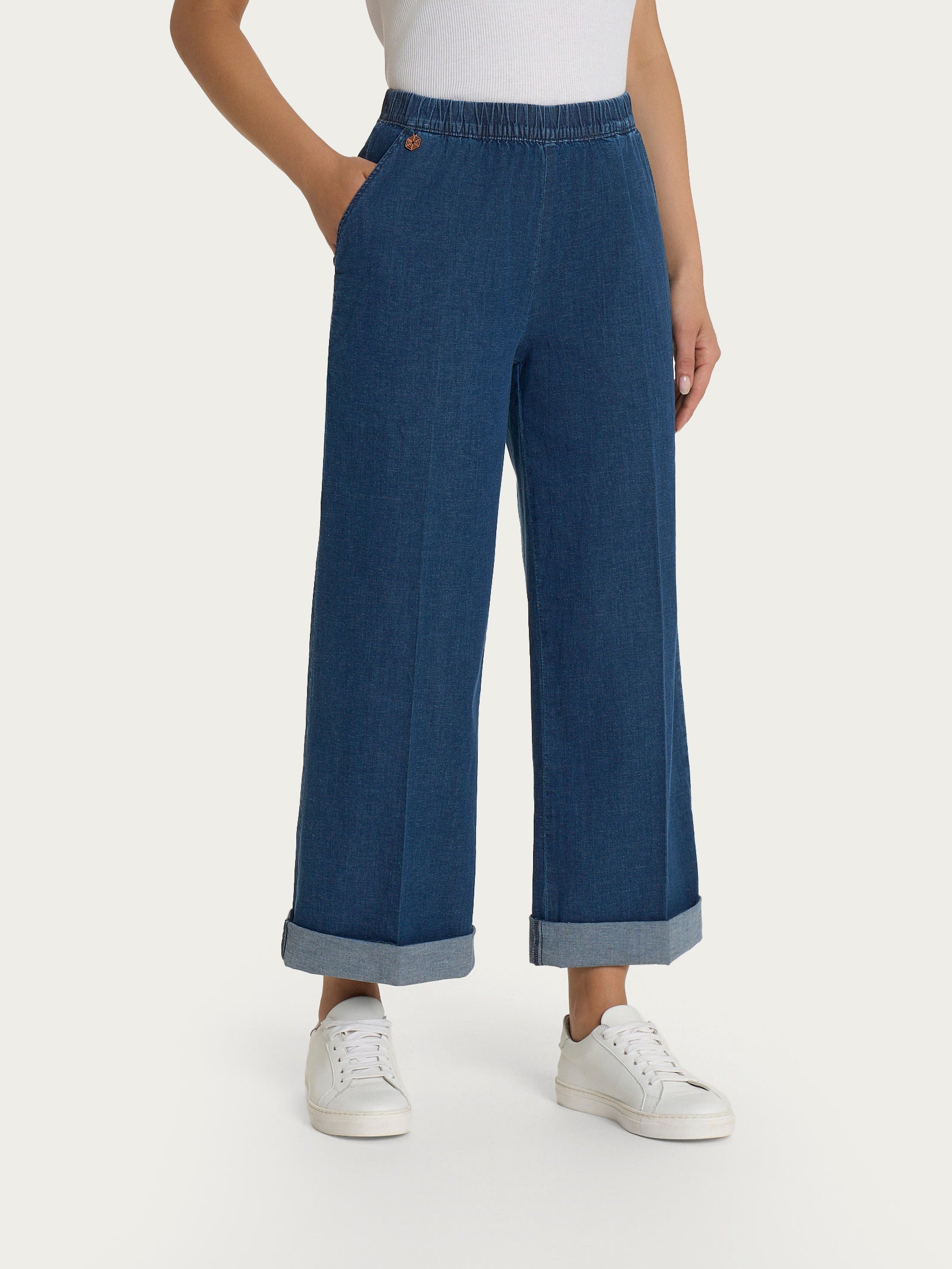 Ragno Super Denim Jeans Wide Leg Indigo gamba larga