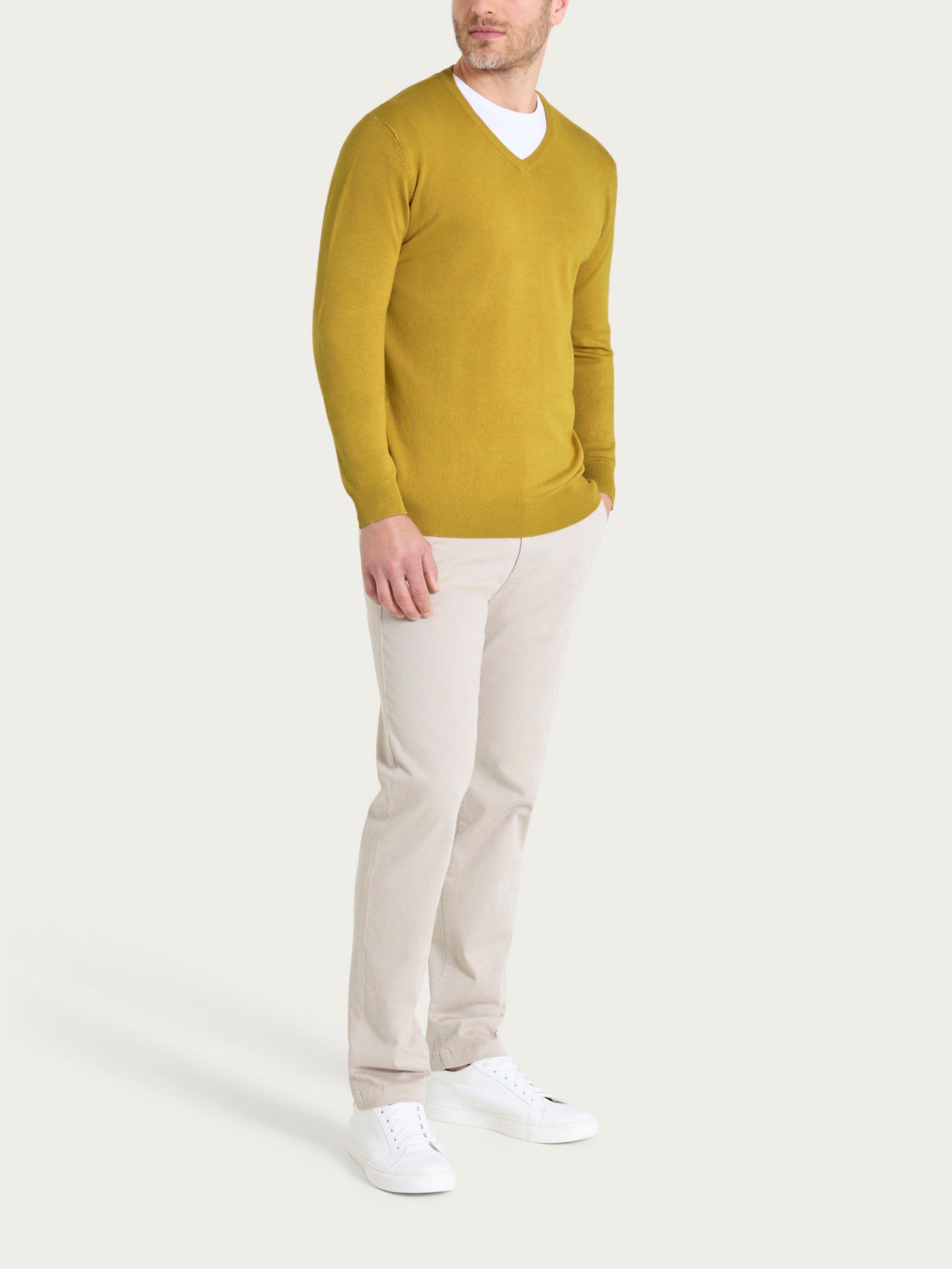 Ragno Four Seasons pull scollo V uomo Oil Yellow viscosa