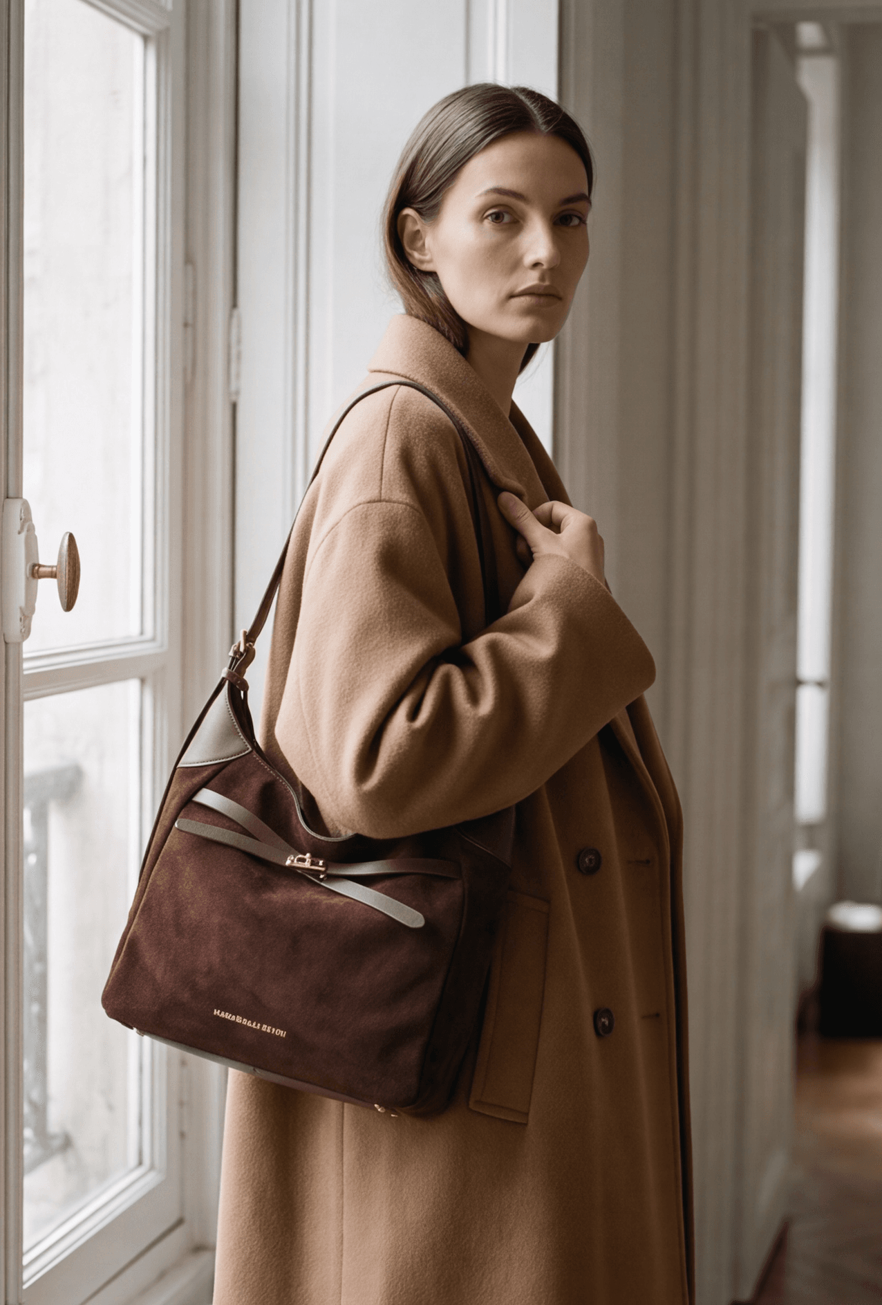 Maria Grazia Severi RZ6970 borsa hobo scamosciata rifiniture lisce