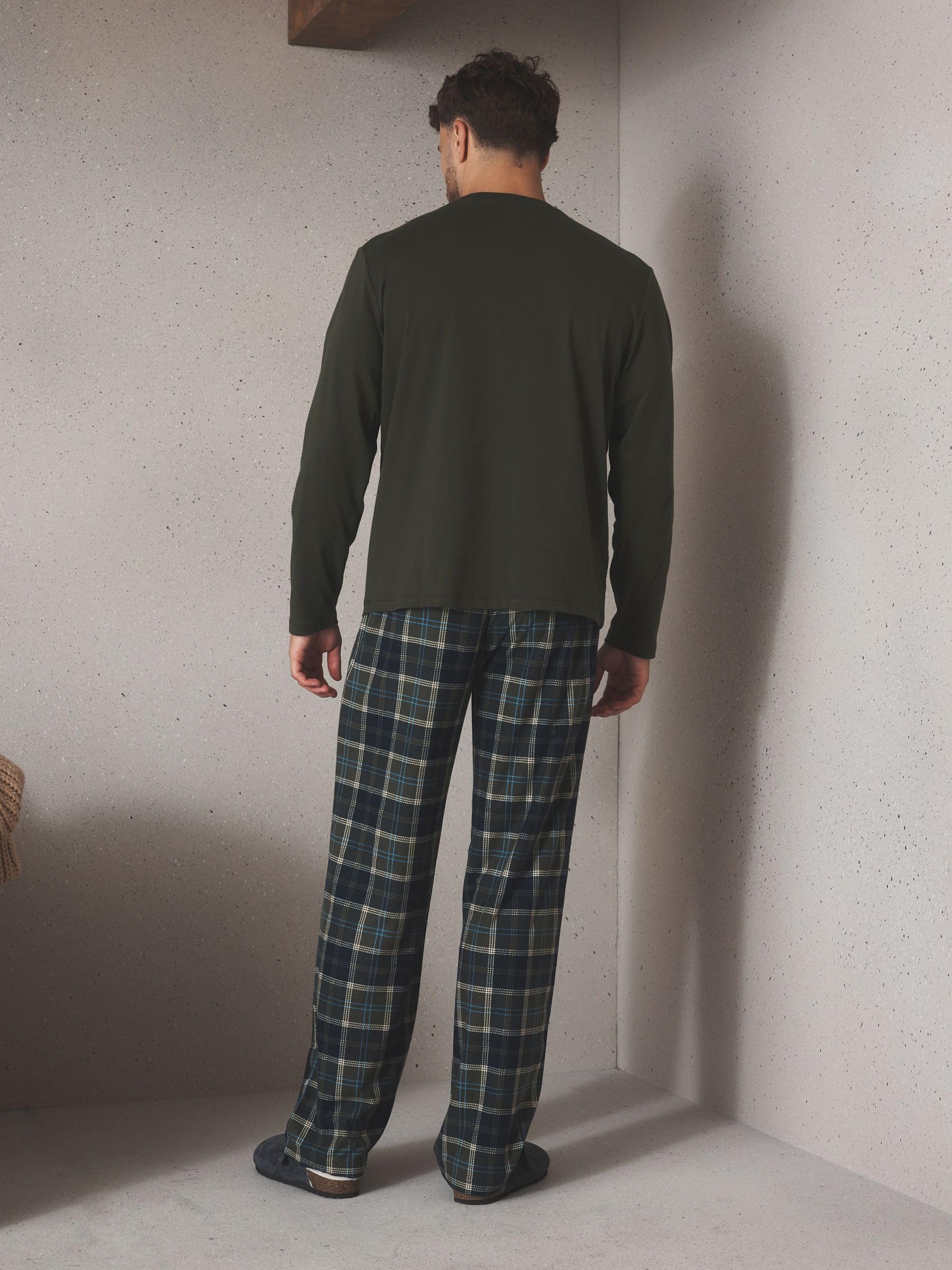 Next pigiama uomo jersey a quadri maniche lunghe verde taglia L