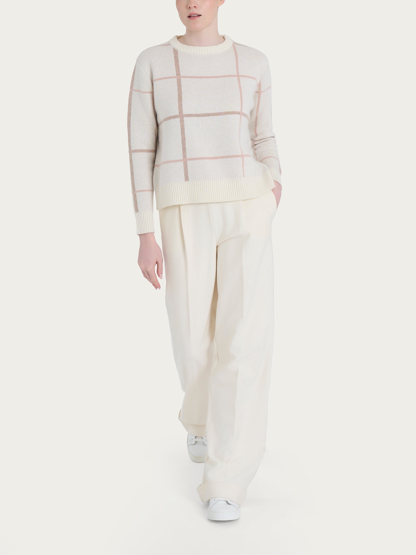 Ragno Natural Soft Maglia girocollo Zenzero check calda