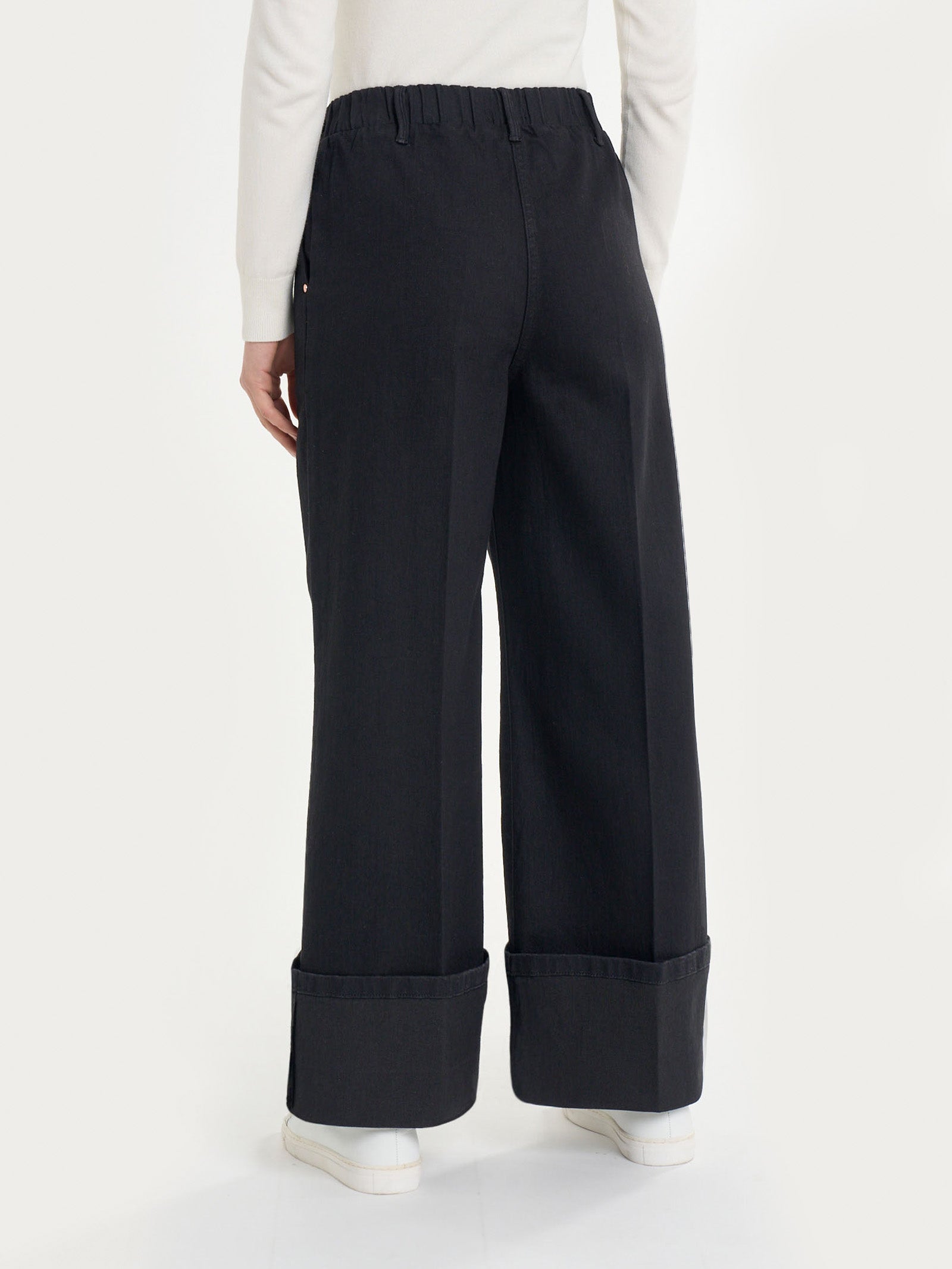 Ragno 4 Seasons Denim Jeans a Palazzo nero wide leg