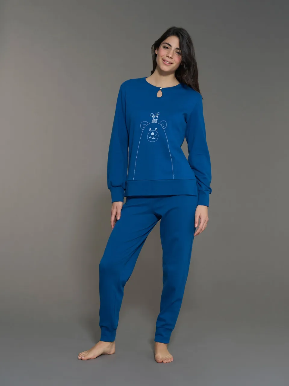 Ragno Pigiama lungo set sail cotone scollo a goccia