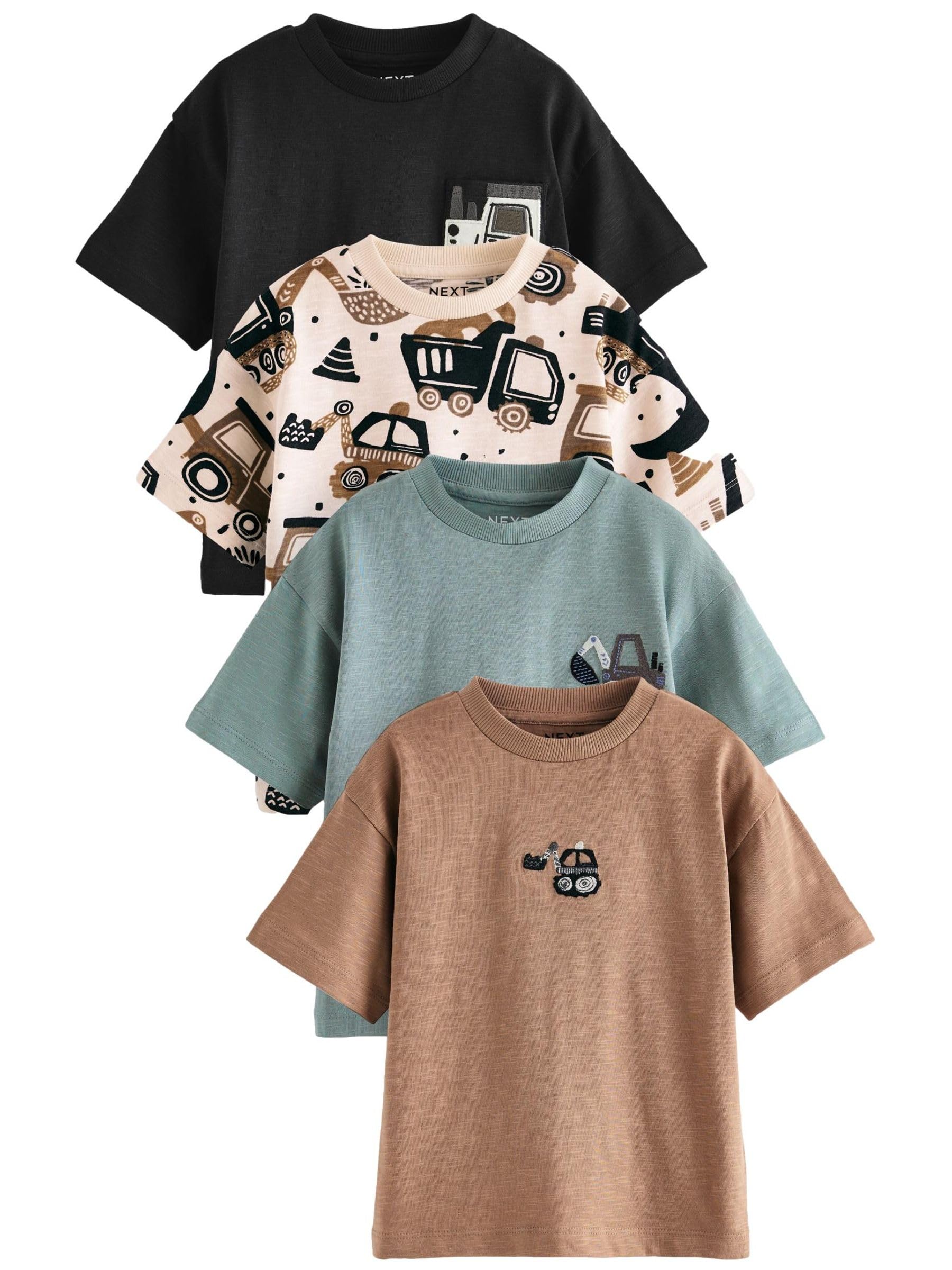 Next T-shirt girocollo cotone 4 pezzi stampe miste