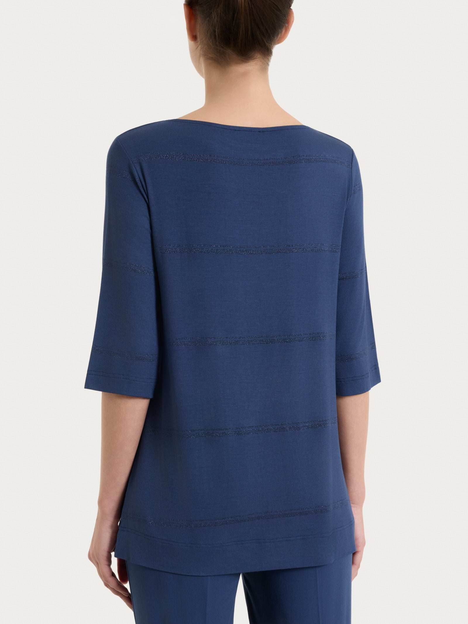 Ragno Viscosa Summer maglietta righe manica 3/4 blu Oceana lurex