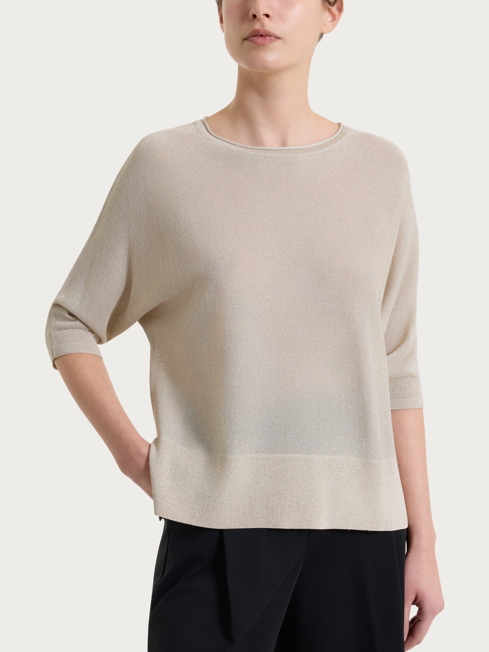 Ragno Crêpe Lurex maglia pipistrello manica 3/4 Champignon