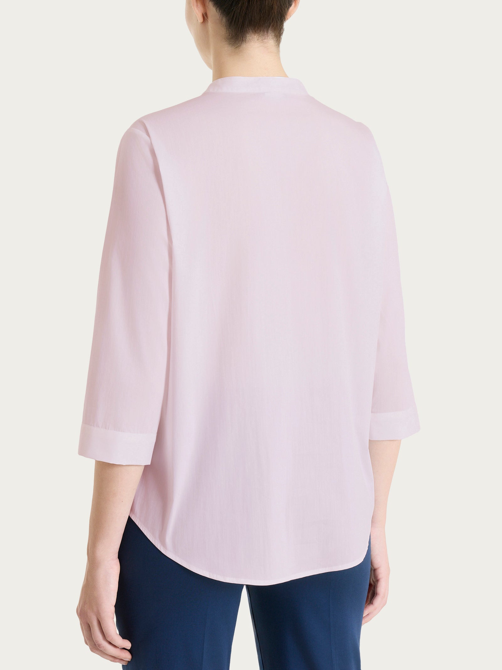 Ragno Camicia Pieghe Frontali Poplin Cotone Manica 3/4 Pale Lilac