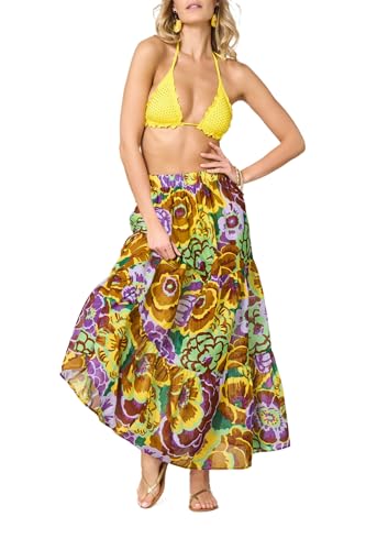 Goldenpoint Fleur pareo lungo balze fantasia floreale