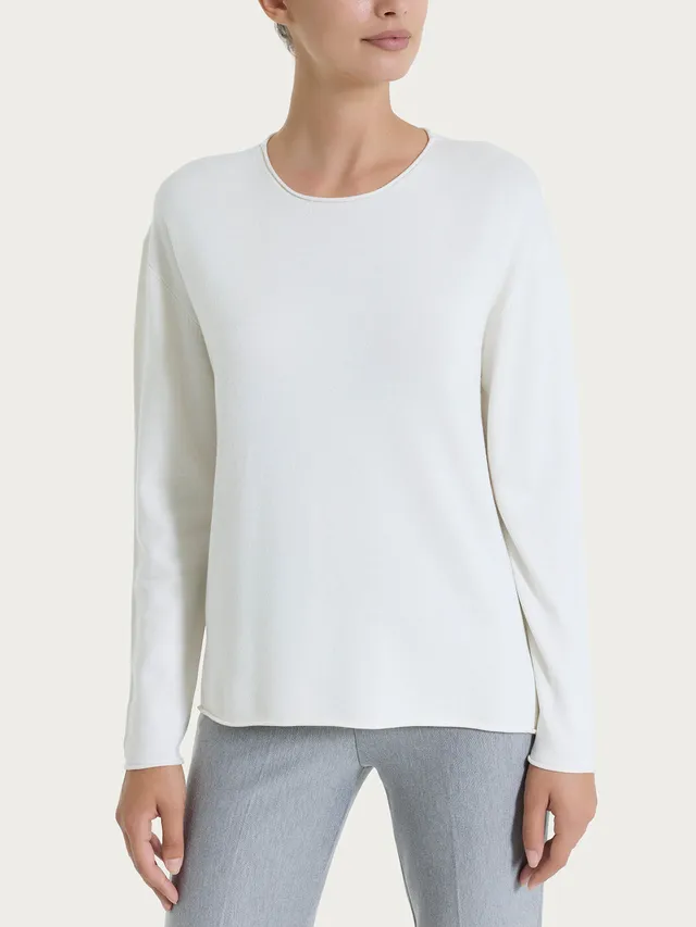 Ragno Four Seasons Maglia Girocollo Asimmetrica Avorio morbida
