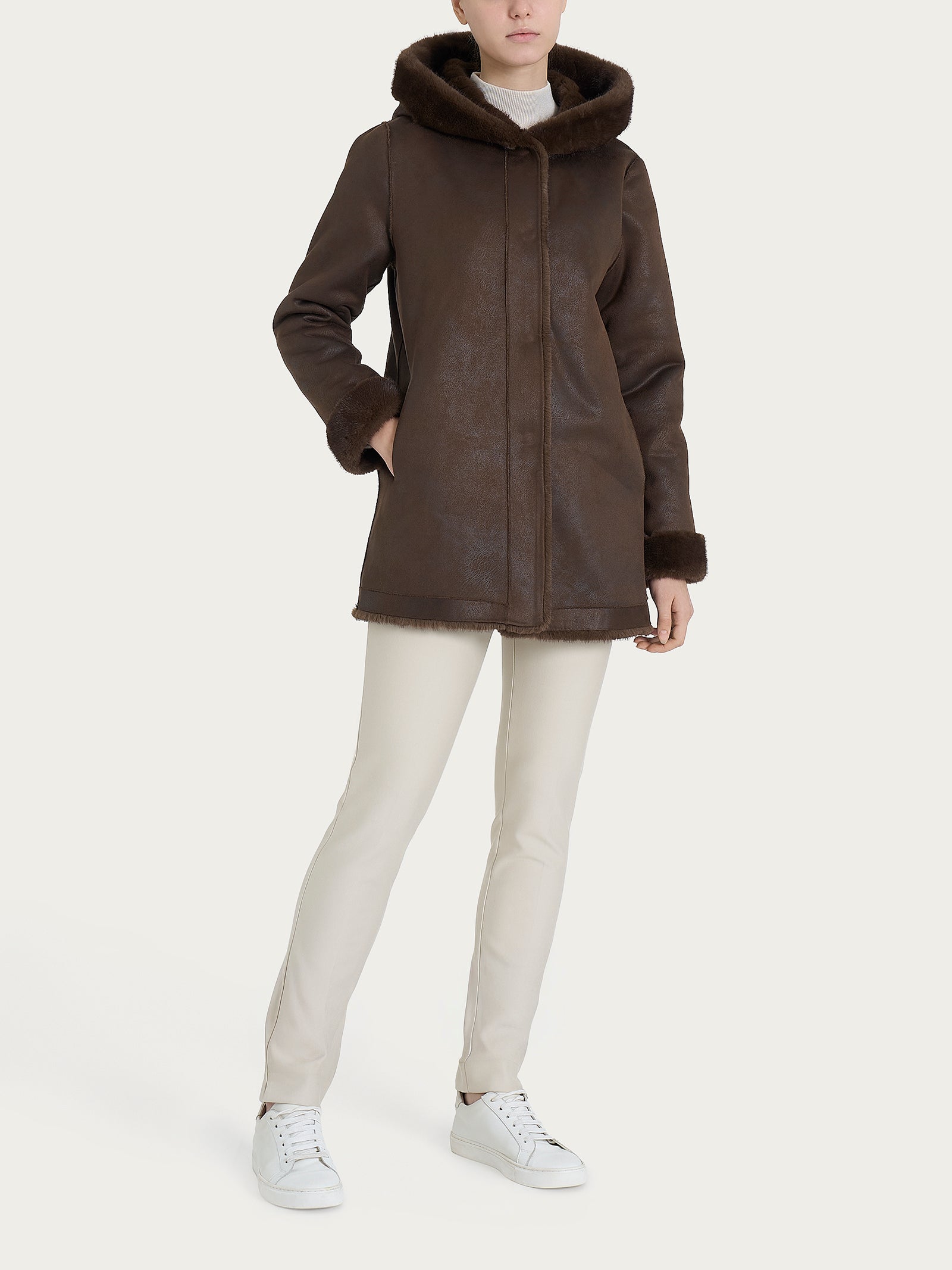 Ragno cappotto double-face Vegan Fur marrone donna