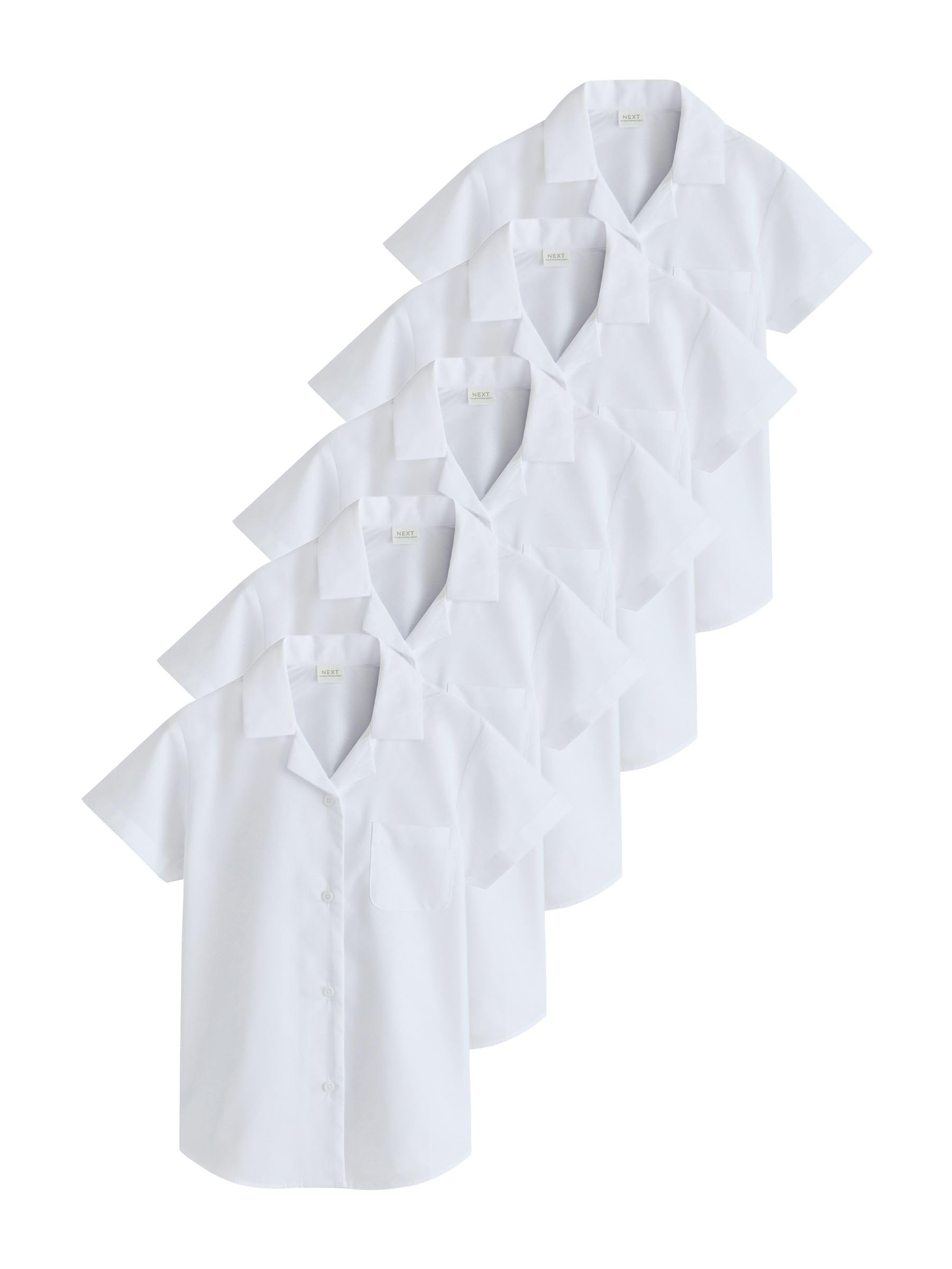 Next camicie scuola bambina maniche corte bianco 5 pezzi