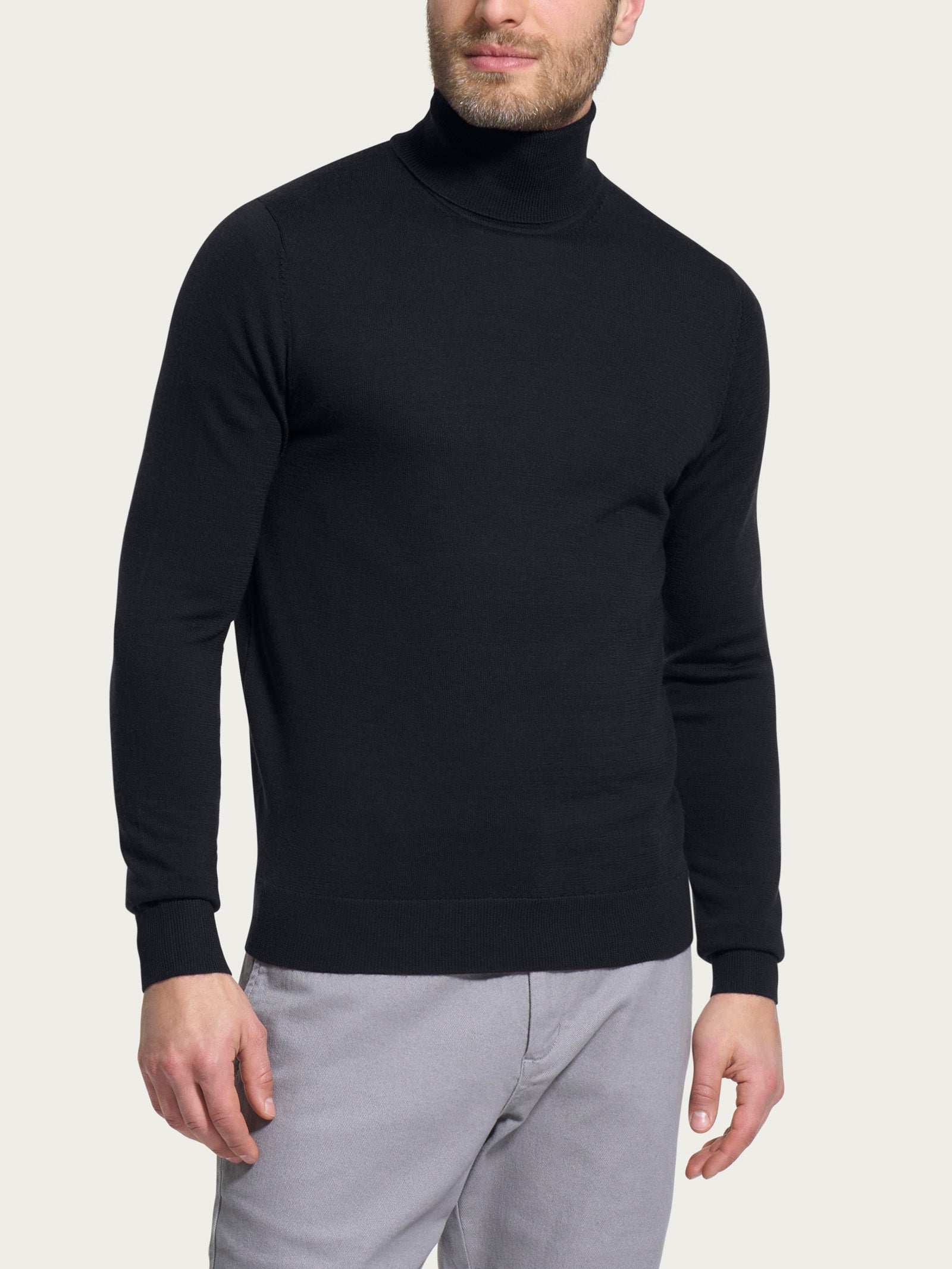 Ragno Merino Soft dolcevita uomo Nero pura lana