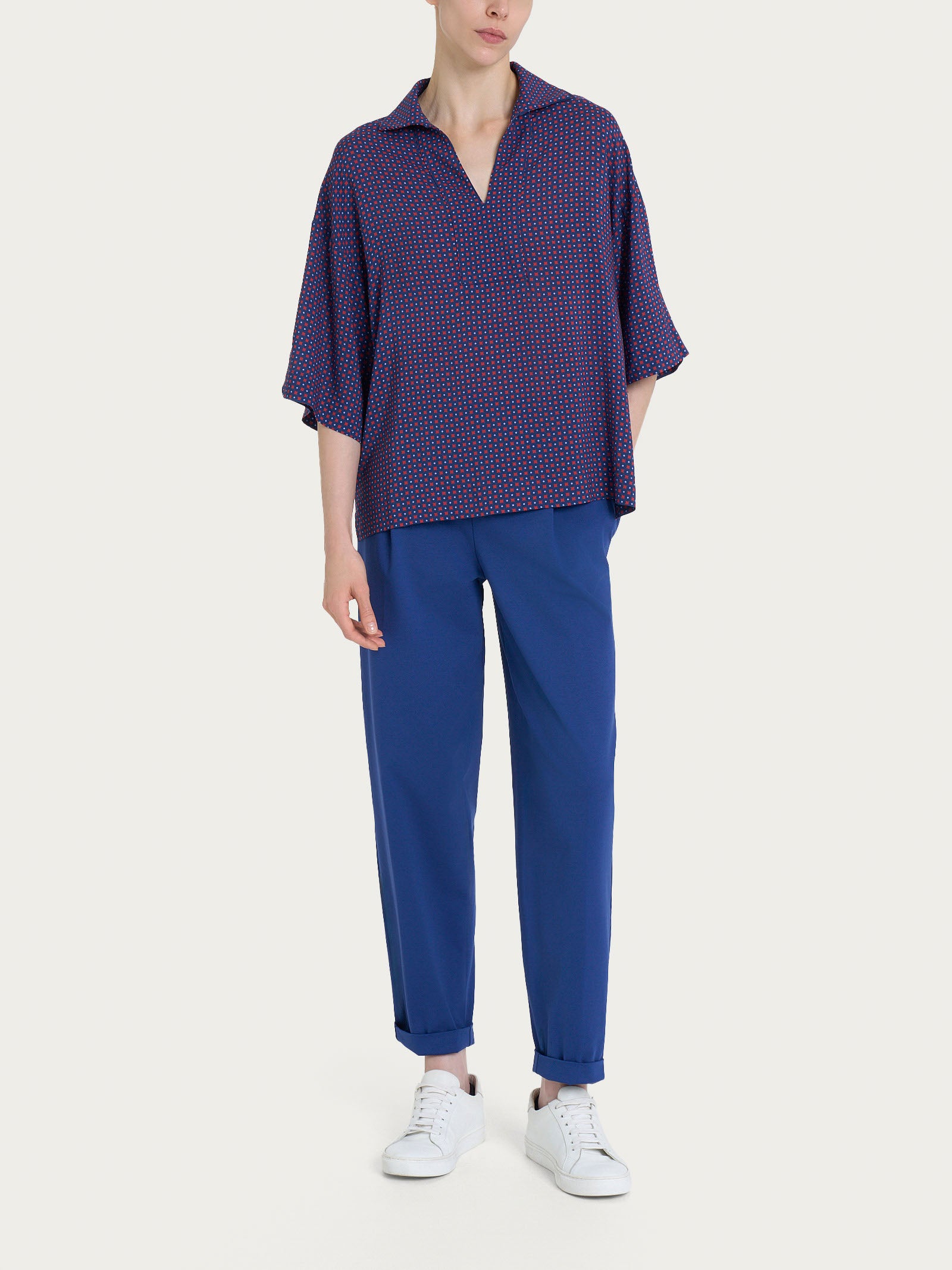 Ragno EcoSeta Blusa Collo Camicia Fant. Salsa