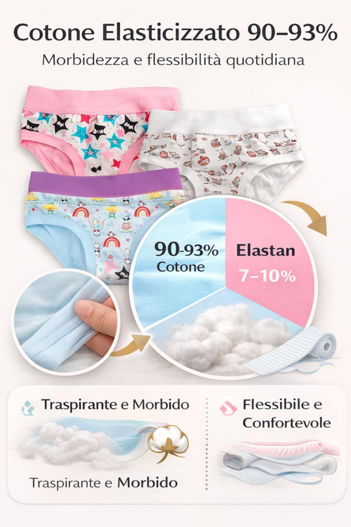 Lady C slip bambina cotone 6 anni 5 pezzi fantasie assortite