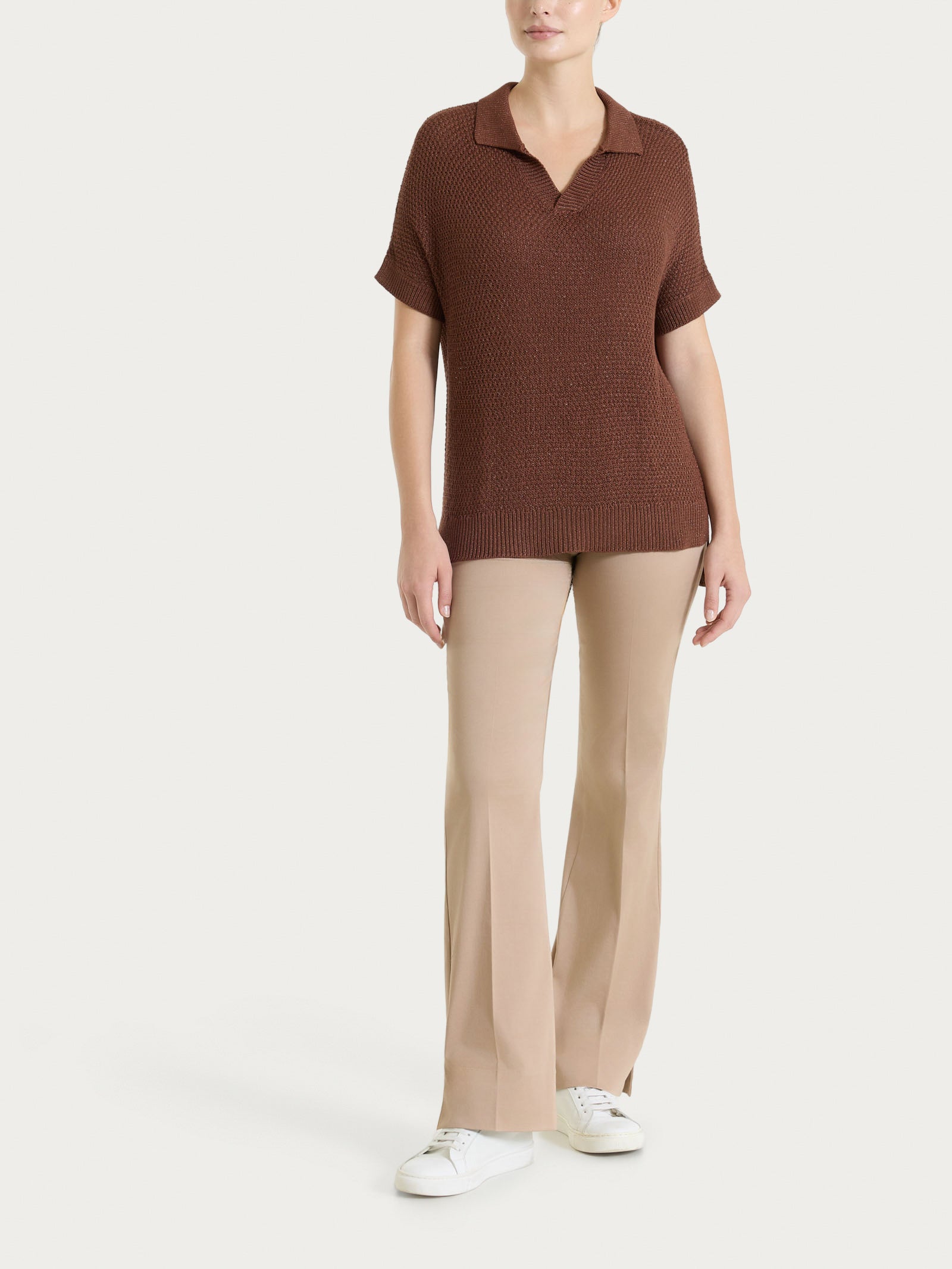 Ragno Satin Power pantalone flare con spacchi Warm Taupe