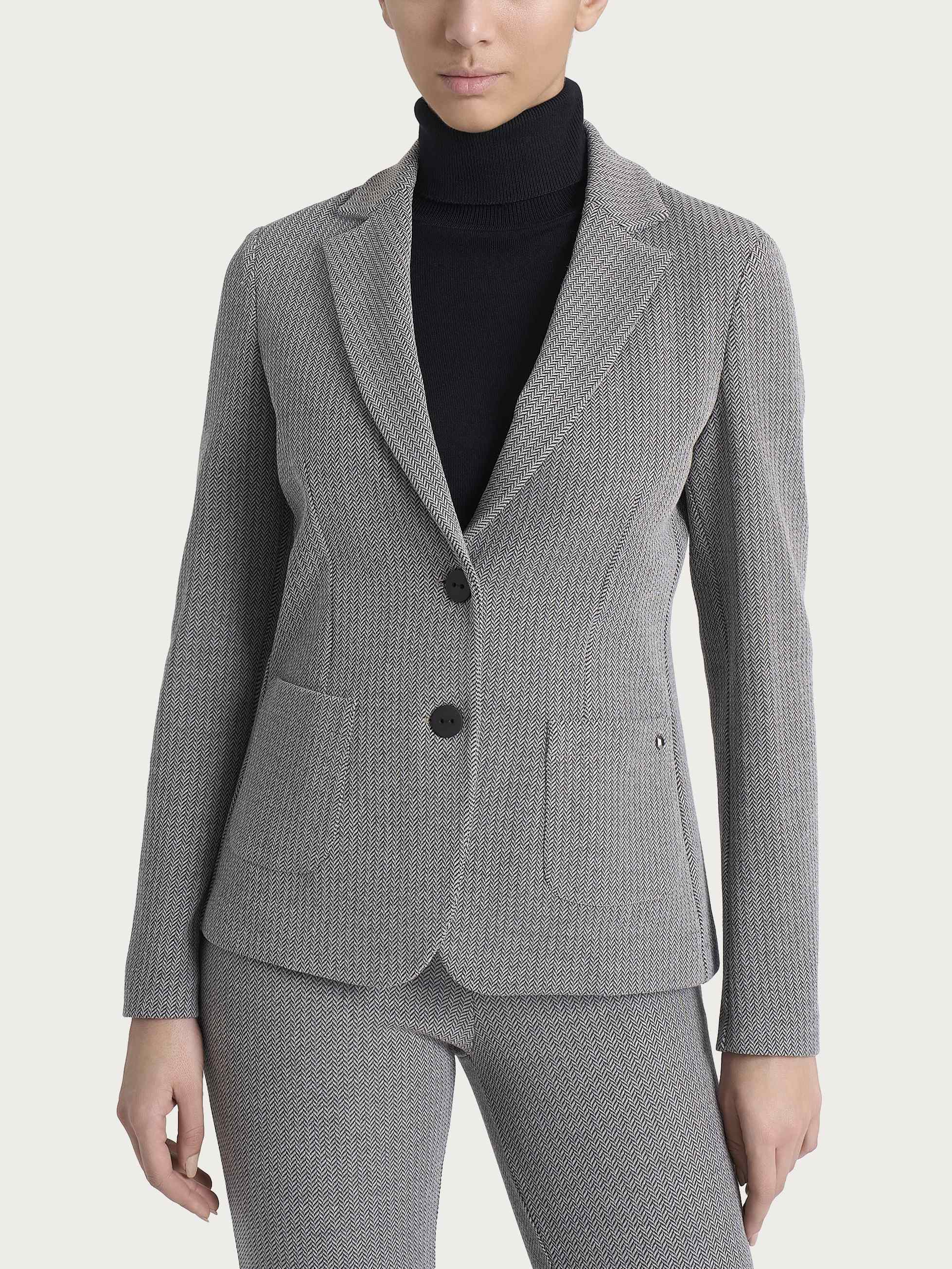 Ragno Compact Blazer Spina Pesce Donna Eco Jacquard Marrone