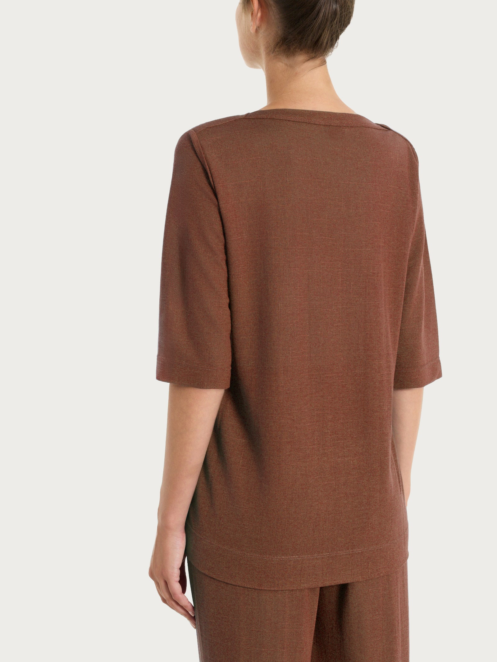 Ragno Summer Slub maglia scollo barchetta Chocolate manica 3/4