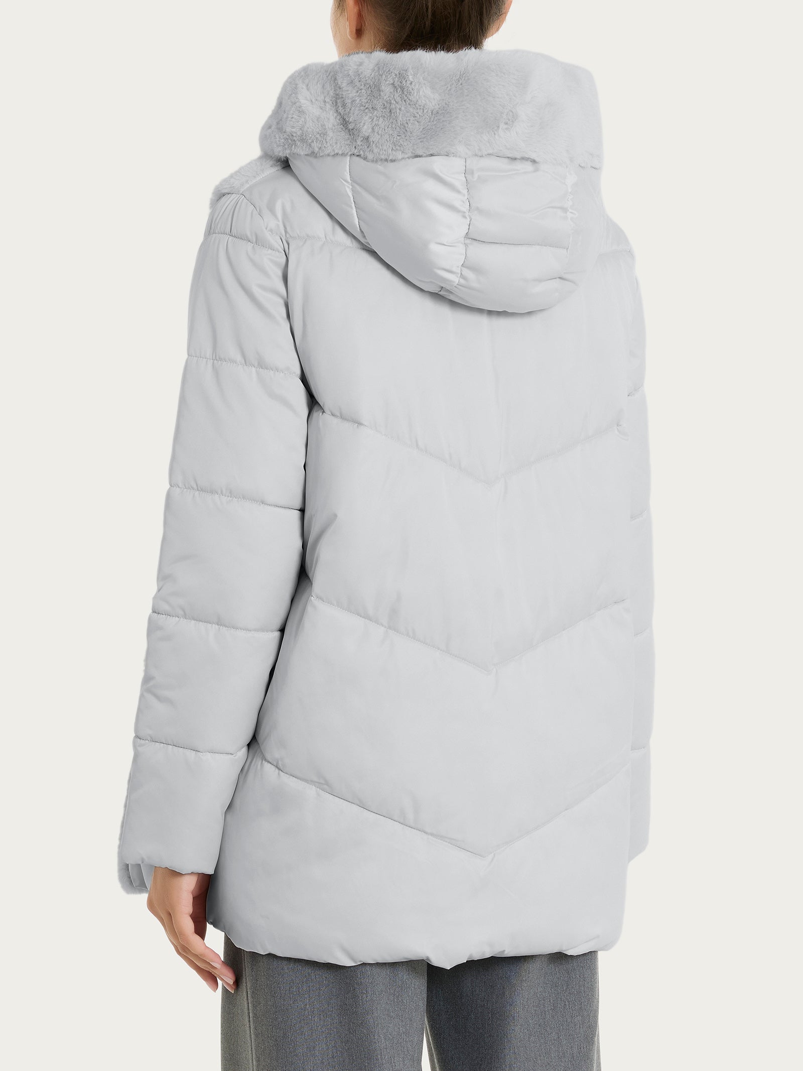 Ragno Vegan Fur Piumino Donna Dawn Blue con Cappuccio