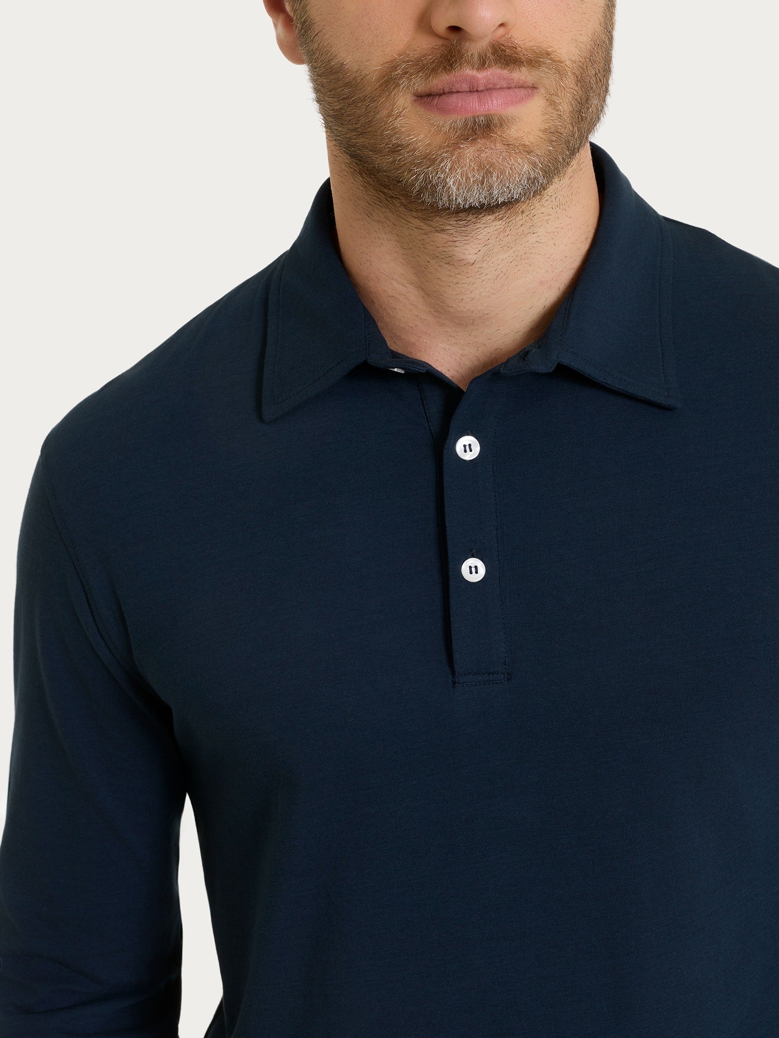 Ragno Ultralight Polo Bleu Uomo manica lunga cotone