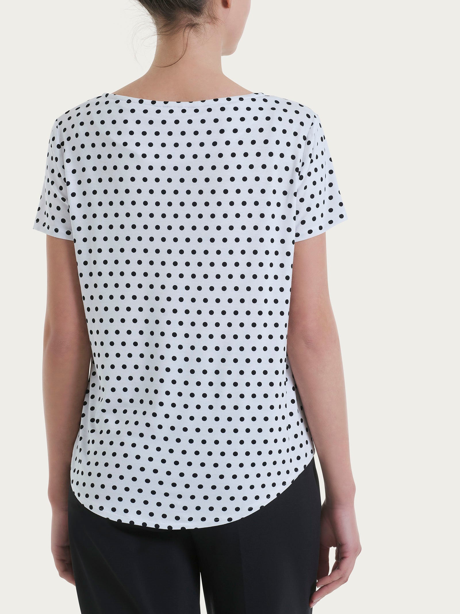 Ragno Viscosa Summer Maglietta Donna Fant.Bianco pois