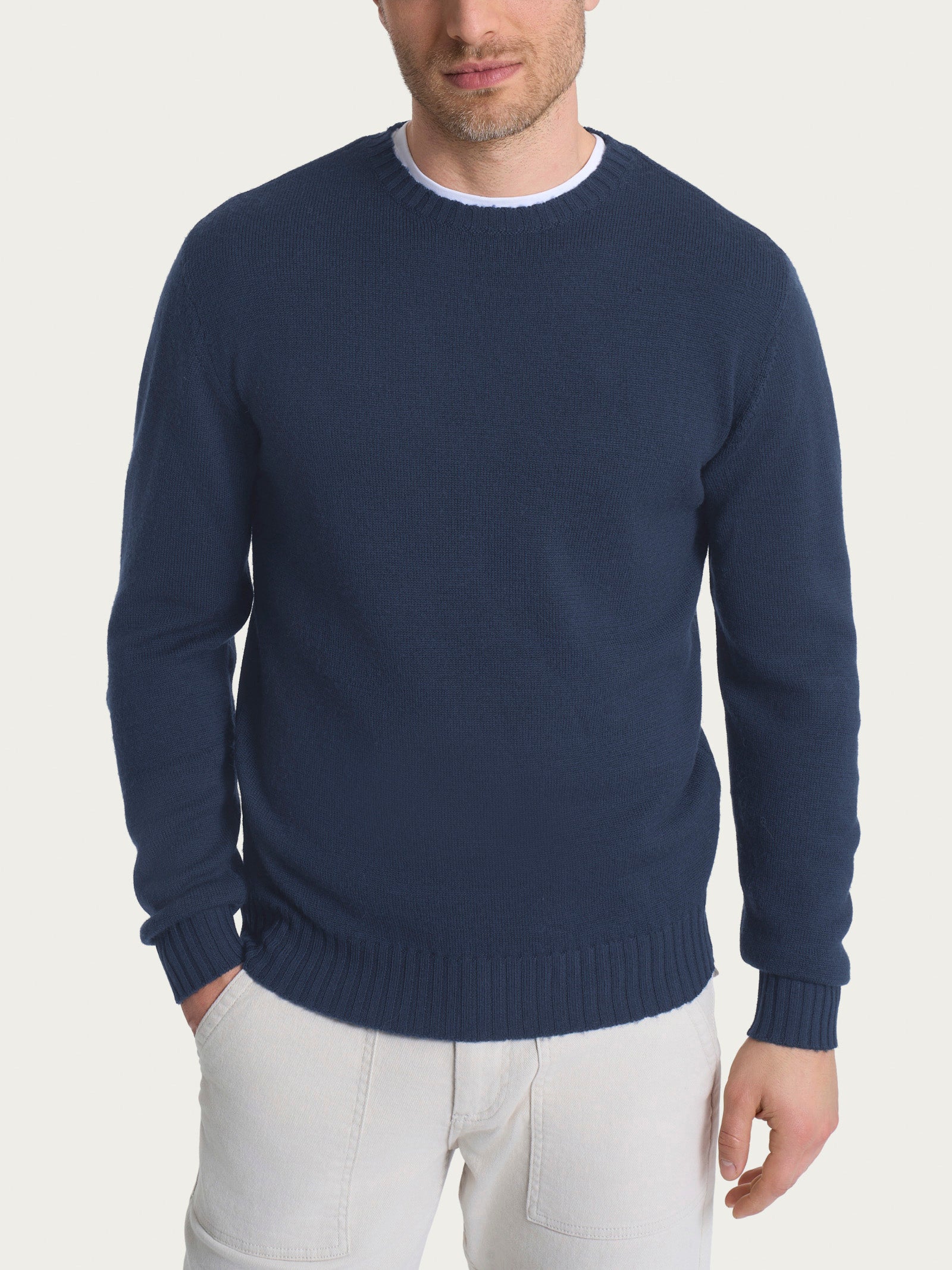 Ragno Merino Soft pull girocollo Indigo pura lana uomo