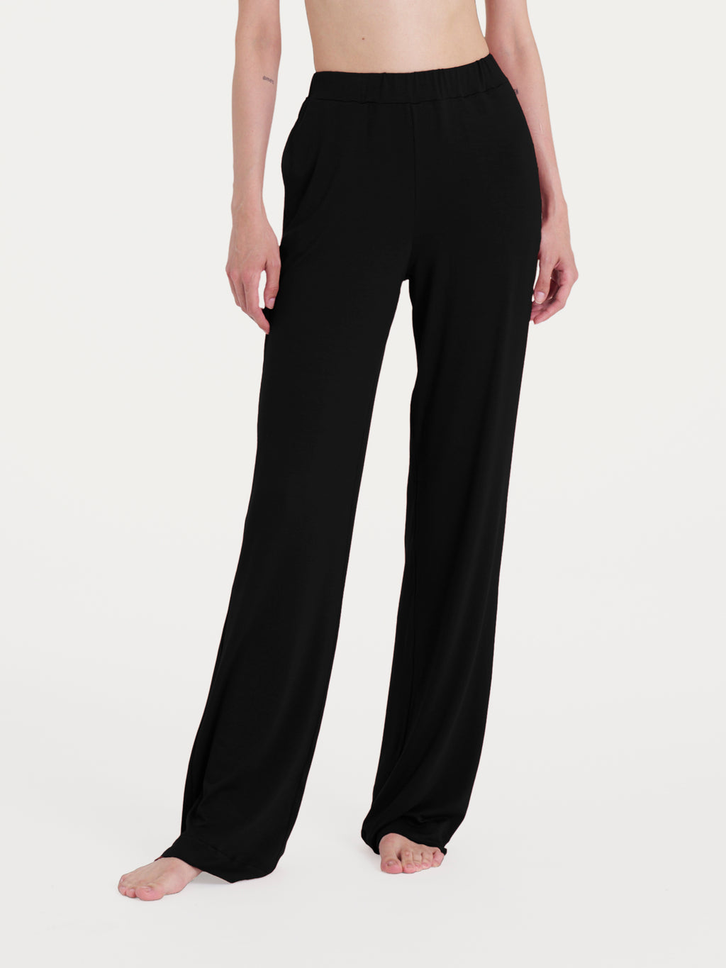 Ragno Beachwear pantalone largo viscosa nero leggero