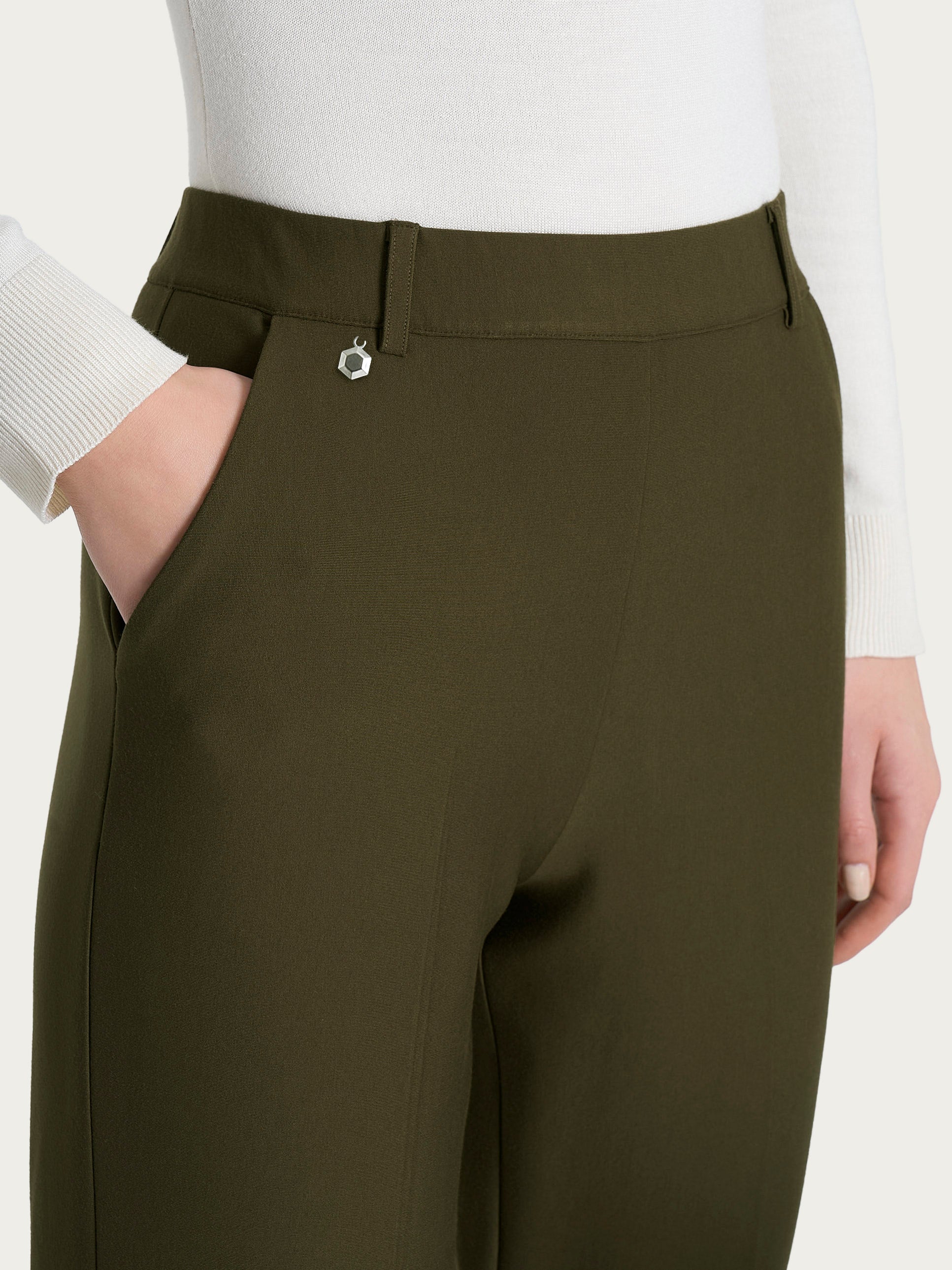 Ragno Compact pantalone chino slim verde dark olive risvolto