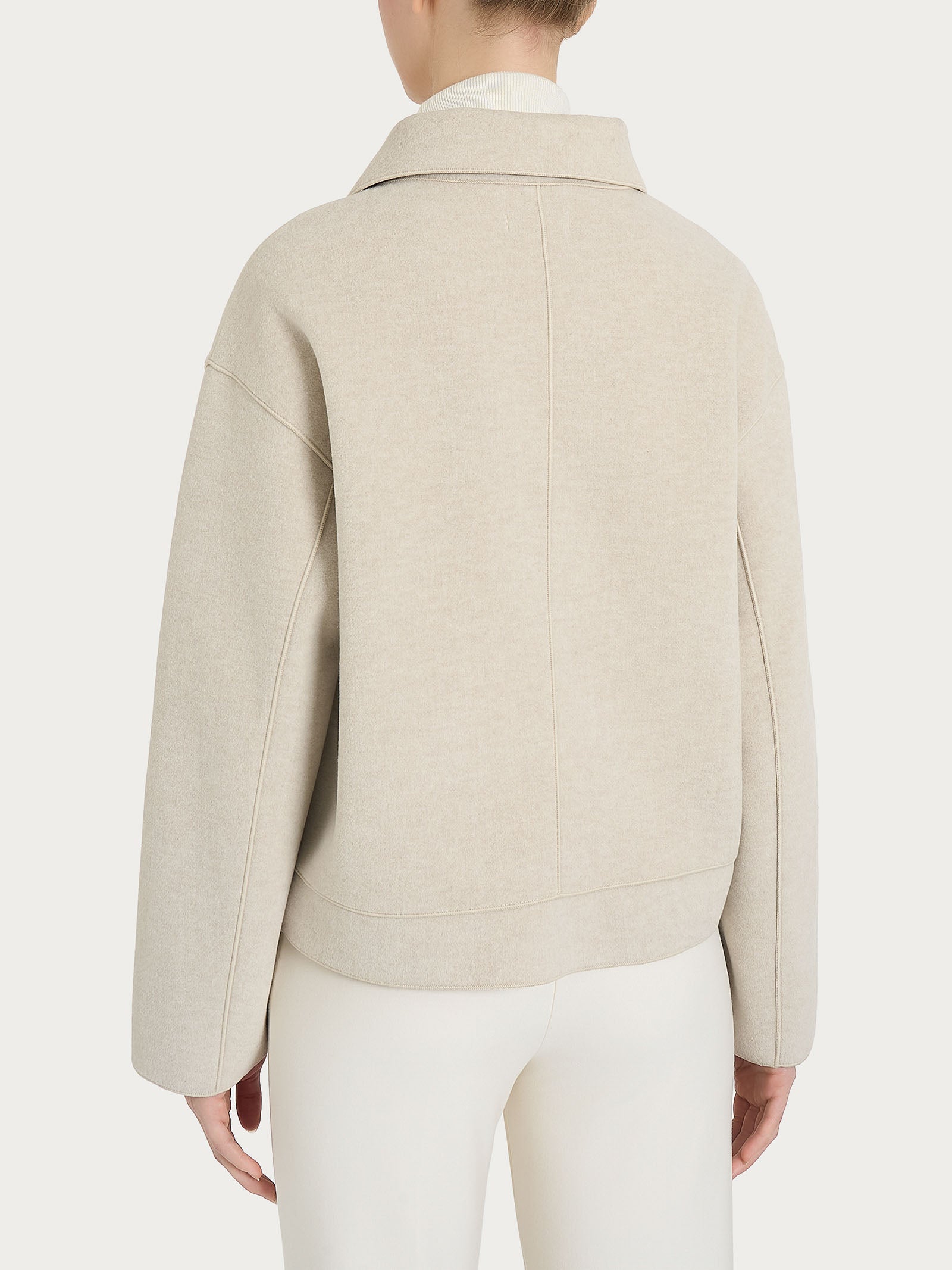 Ragno Vegan Wool Giacca Chiodo Champignon Mel. con zip