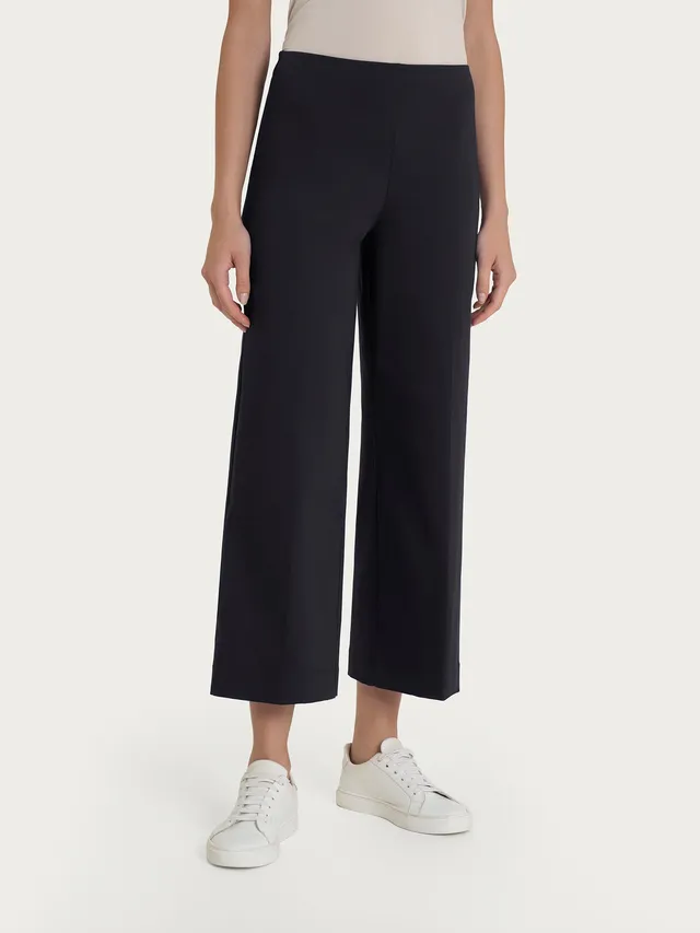 Ragno The Cropped pantalone donna nero ampio satin