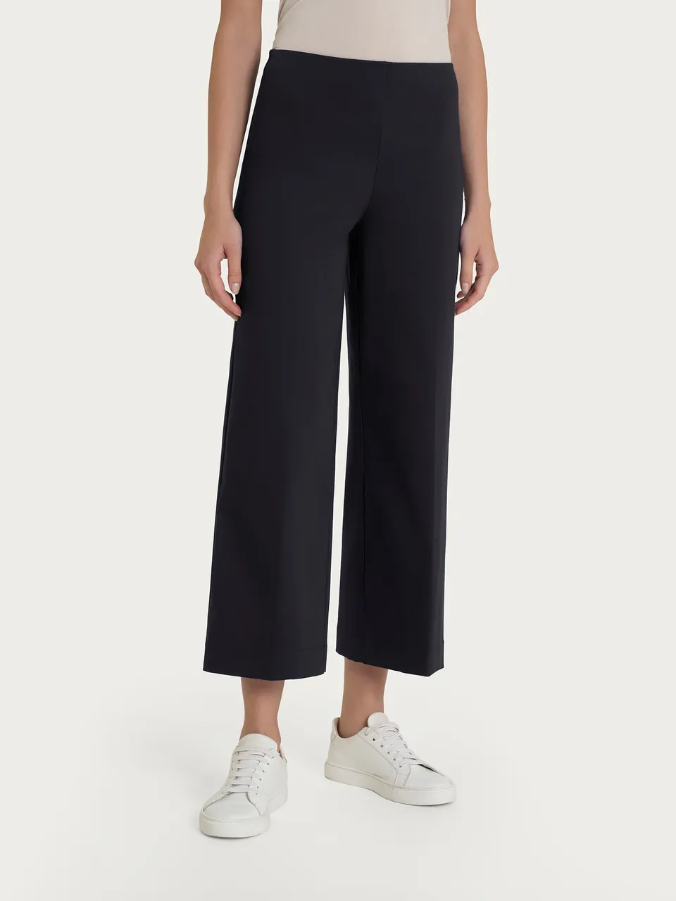 Ragno The Cropped pantalone donna nero ampio satin