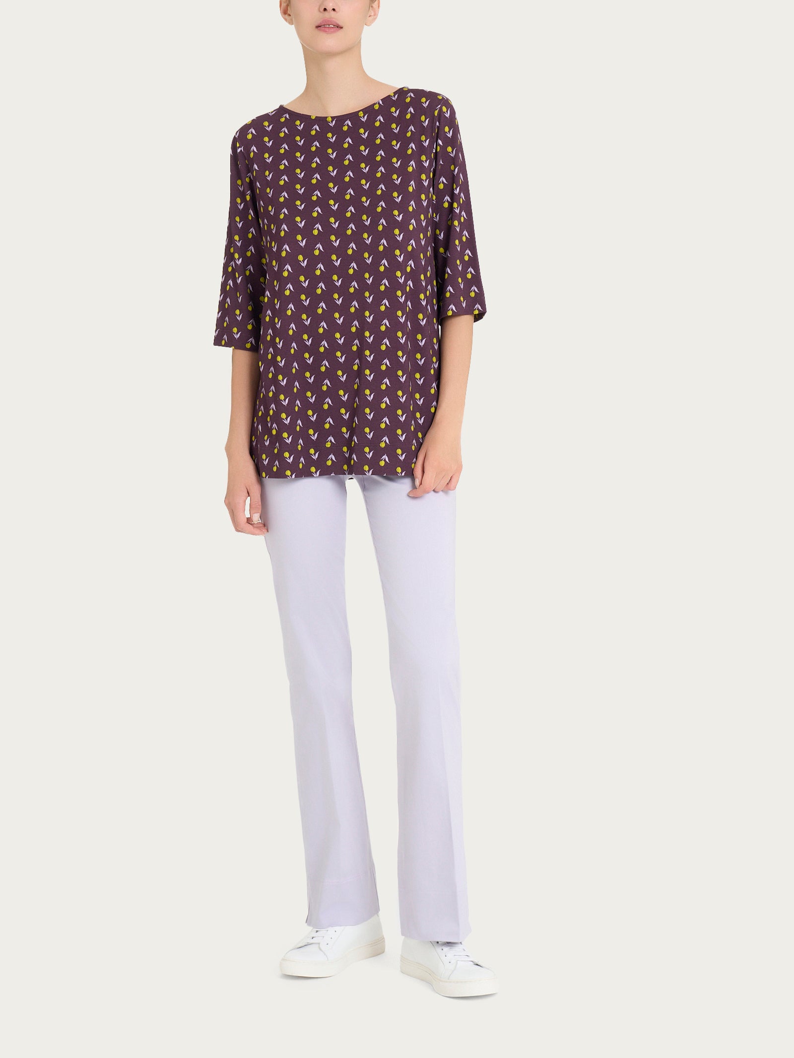 Ragno Viscosa Summer maglietta girocollo tulip plum perfect crêpe
