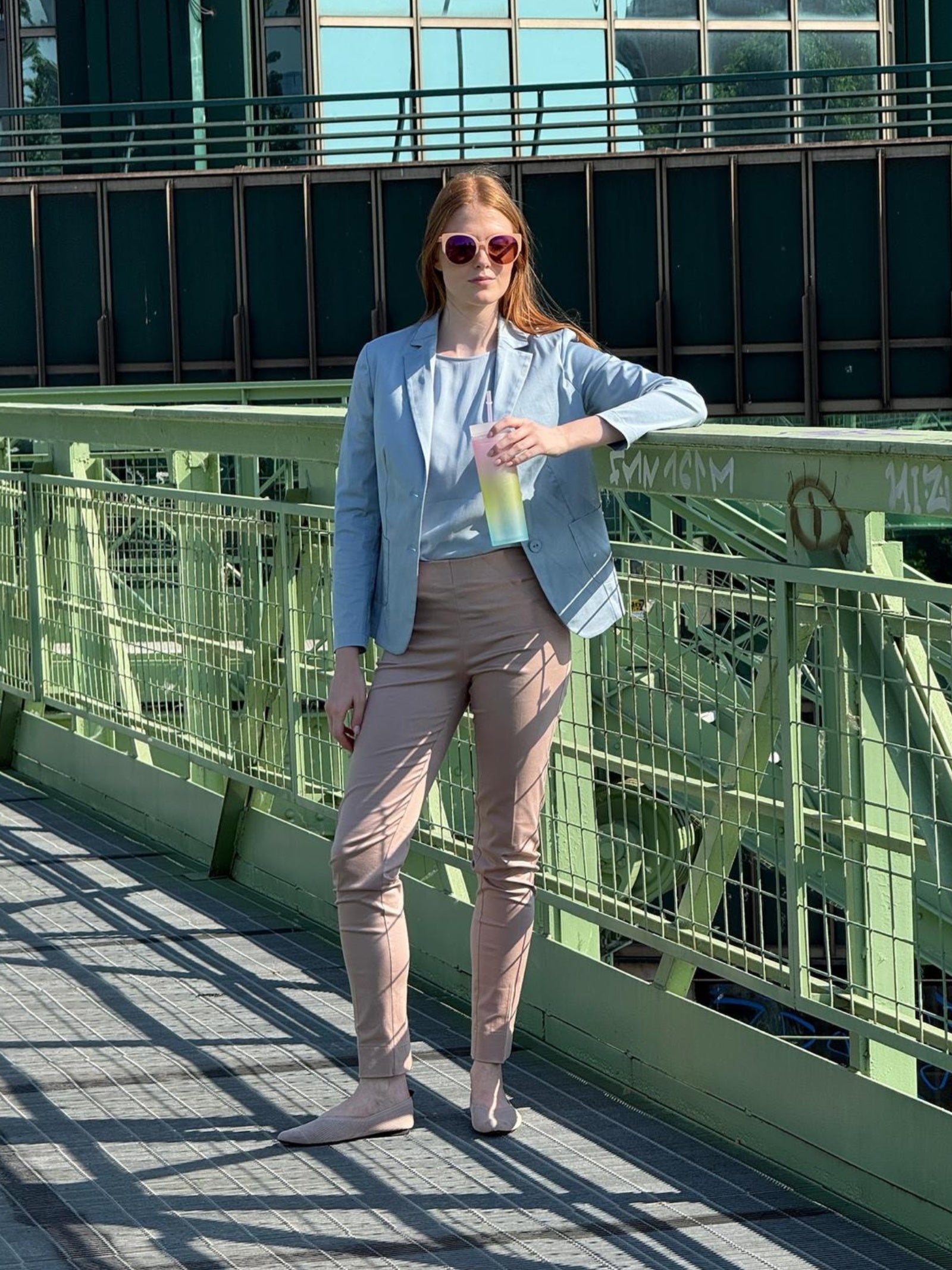 Ragno Satin Power Blazer Due Bottoni Dusty Blue Cotone